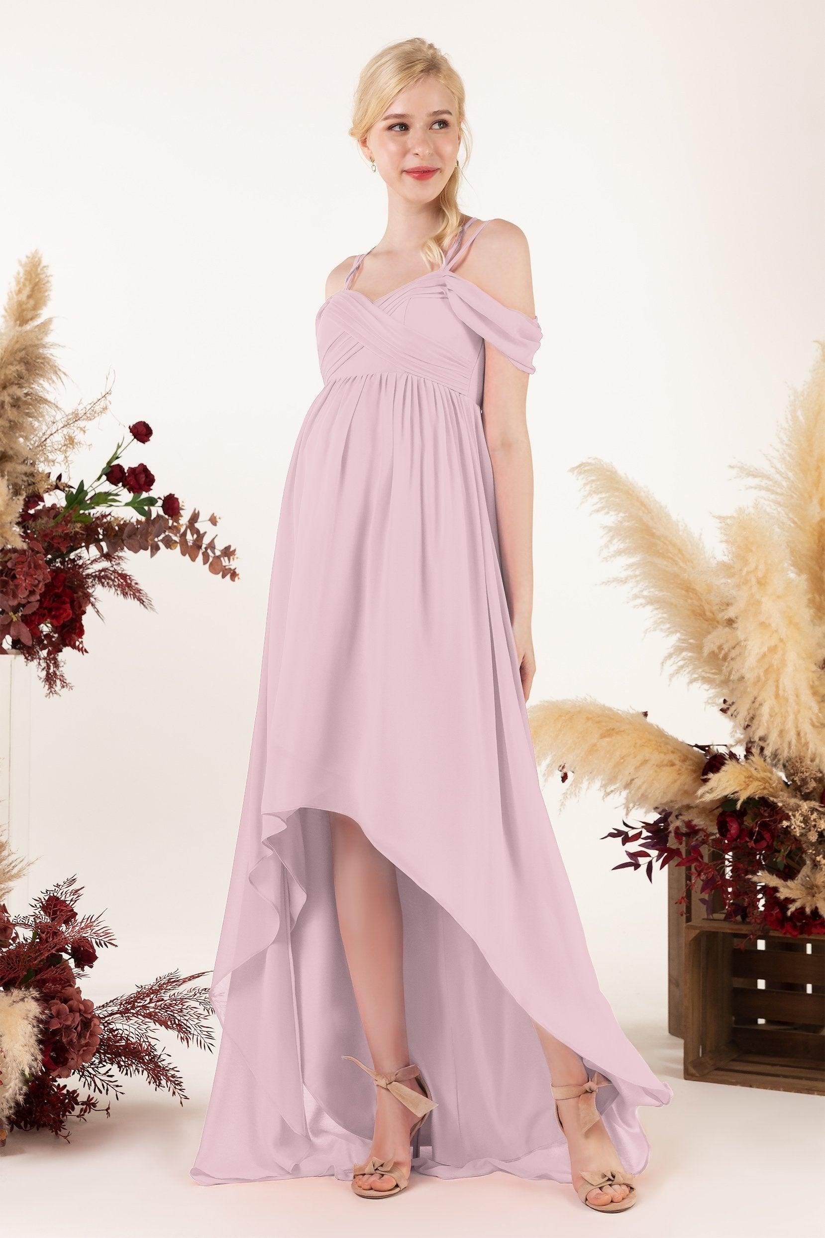 Asymmetrical Sweep Train Chiffon Bridesmaid Dress CB0464M - COCOMELODY