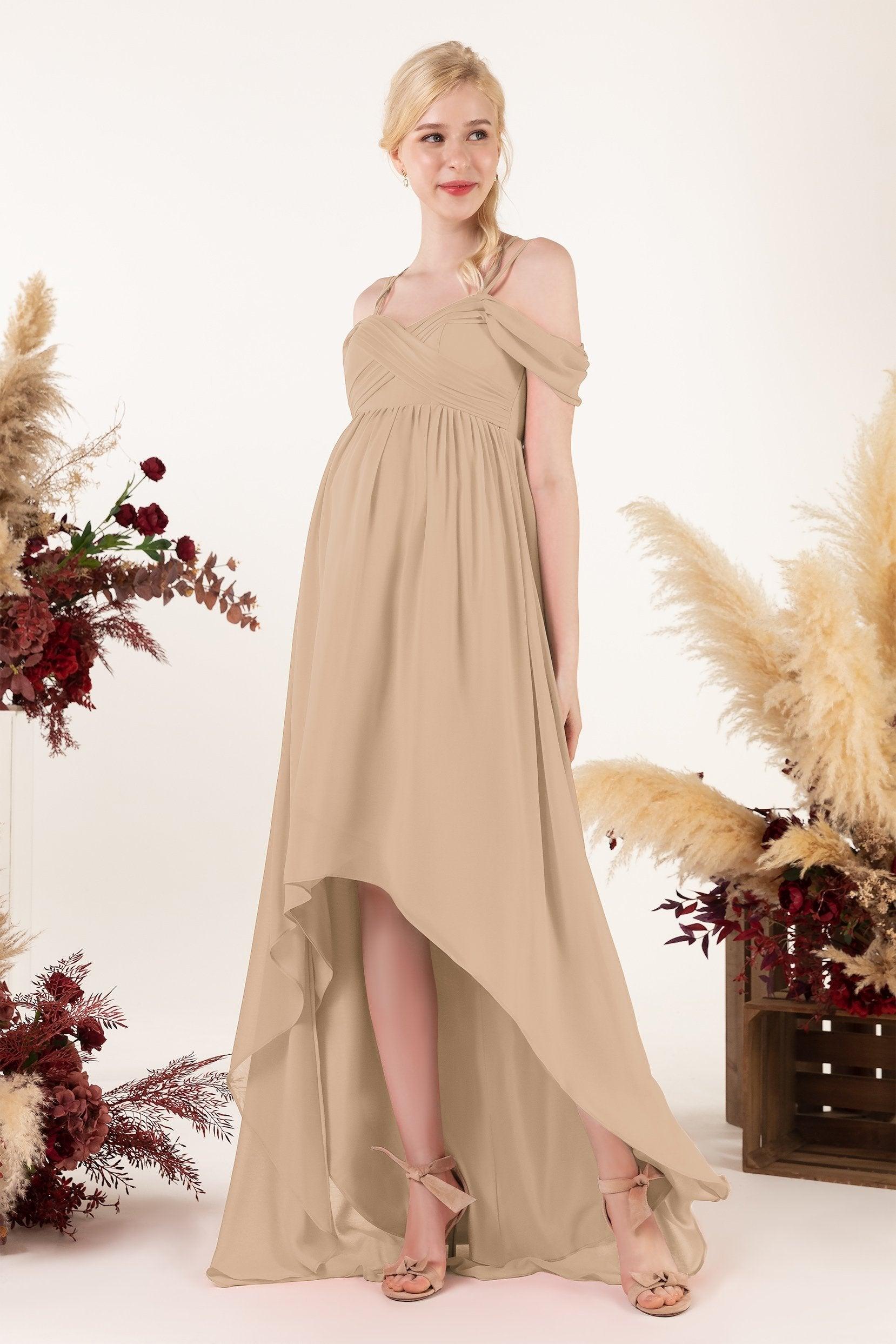Asymmetrical Sweep Train Chiffon Bridesmaid Dress CB0464M - COCOMELODY