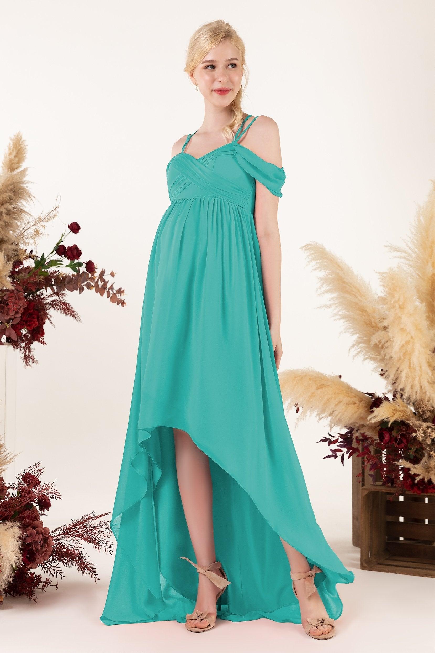 Asymmetrical Sweep Train Chiffon Bridesmaid Dress CB0464M - COCOMELODY
