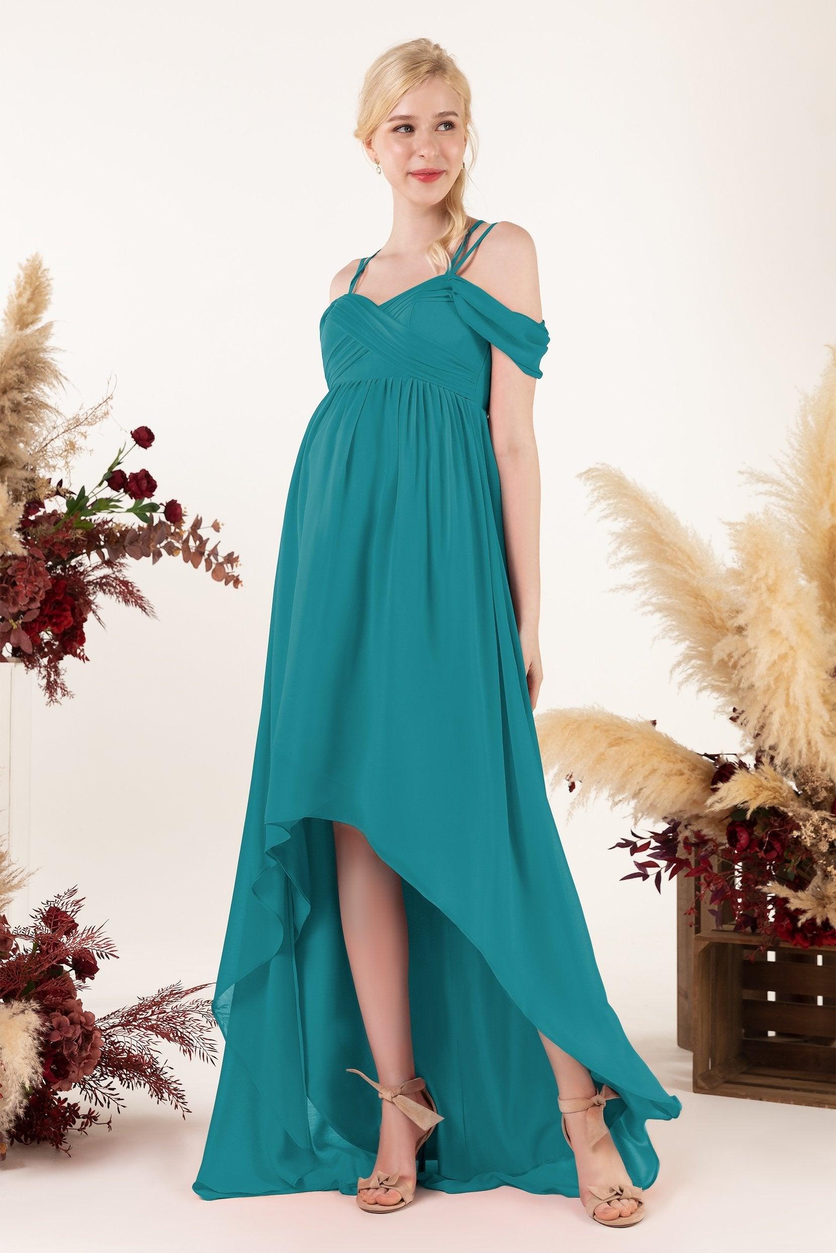 Asymmetrical Sweep Train Chiffon Bridesmaid Dress CB0464M - COCOMELODY