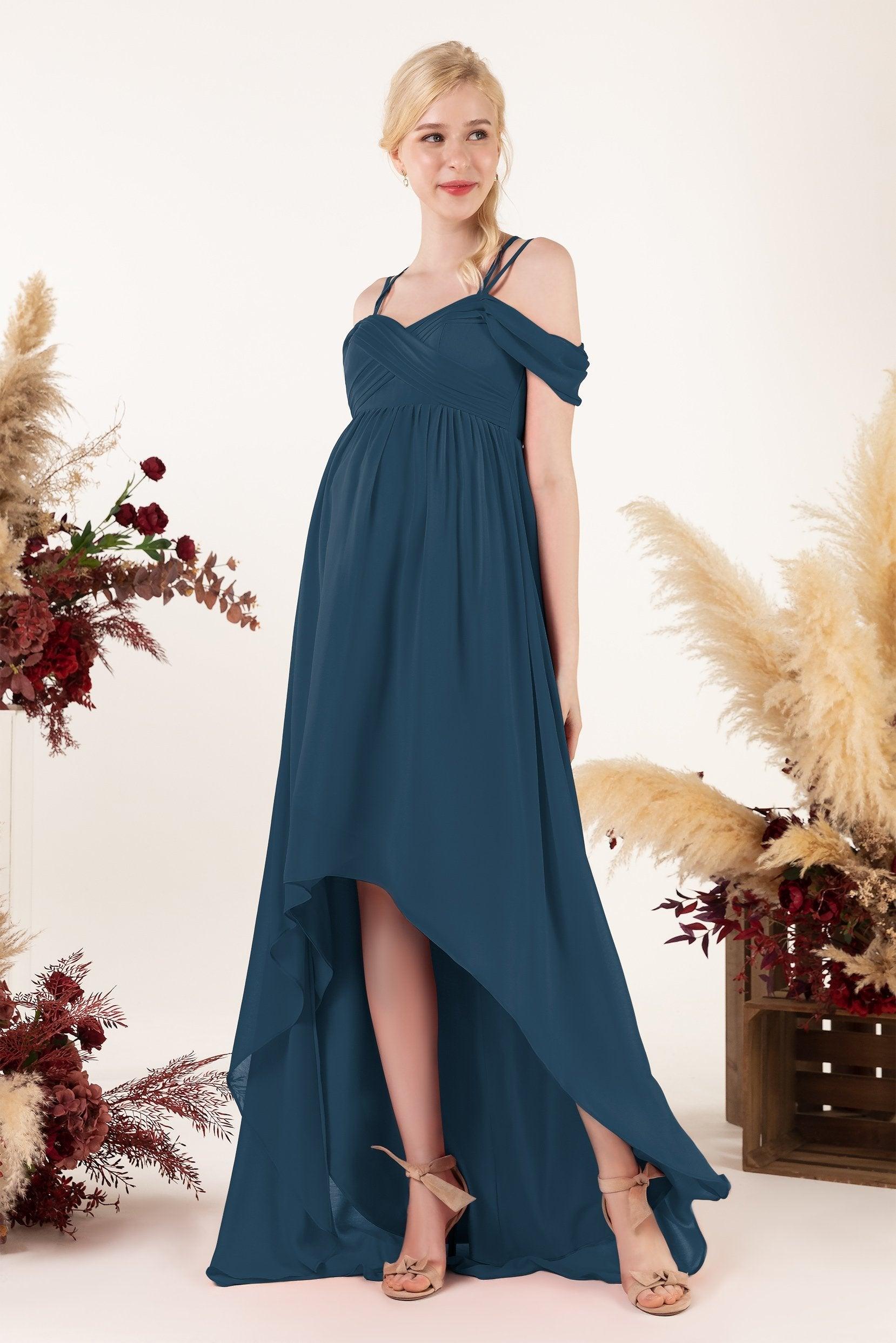 Asymmetrical Sweep Train Chiffon Bridesmaid Dress CB0464M - COCOMELODY