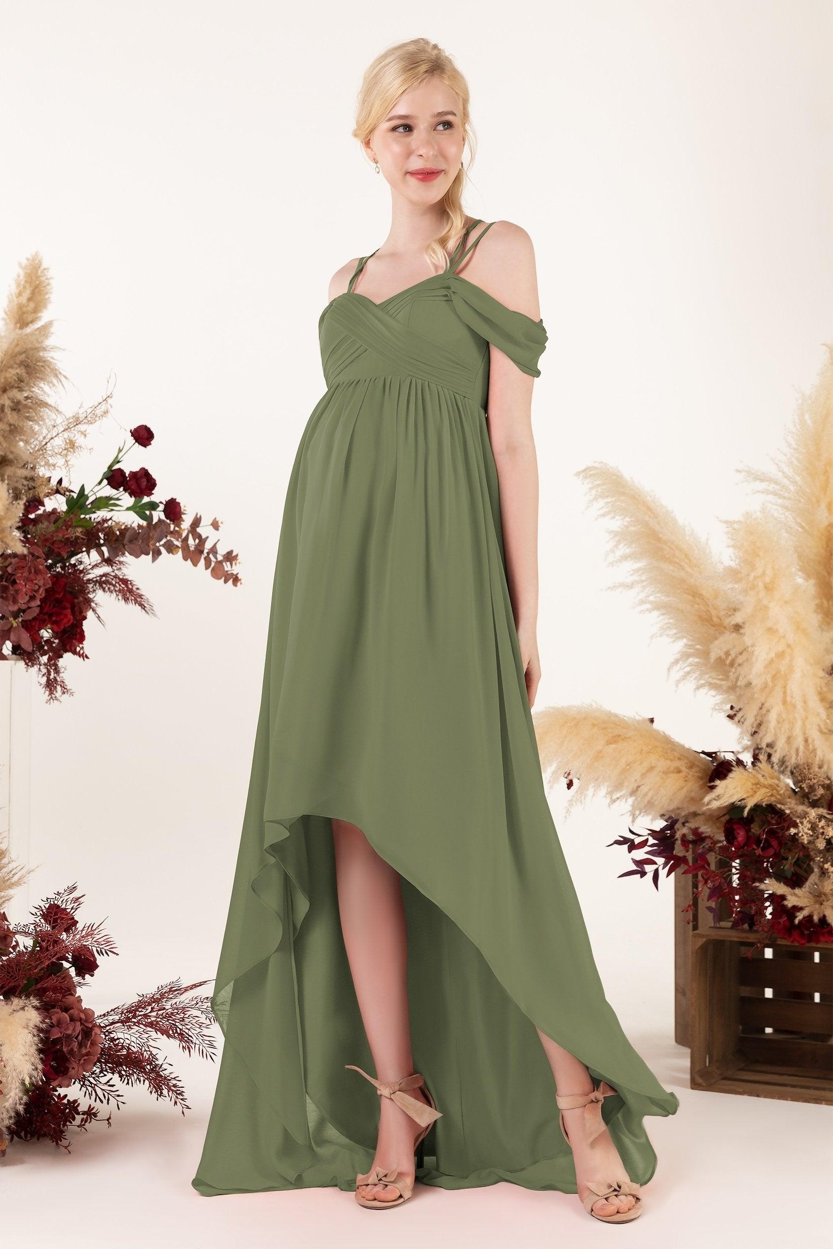 Asymmetrical Sweep Train Chiffon Bridesmaid Dress CB0464M - COCOMELODY