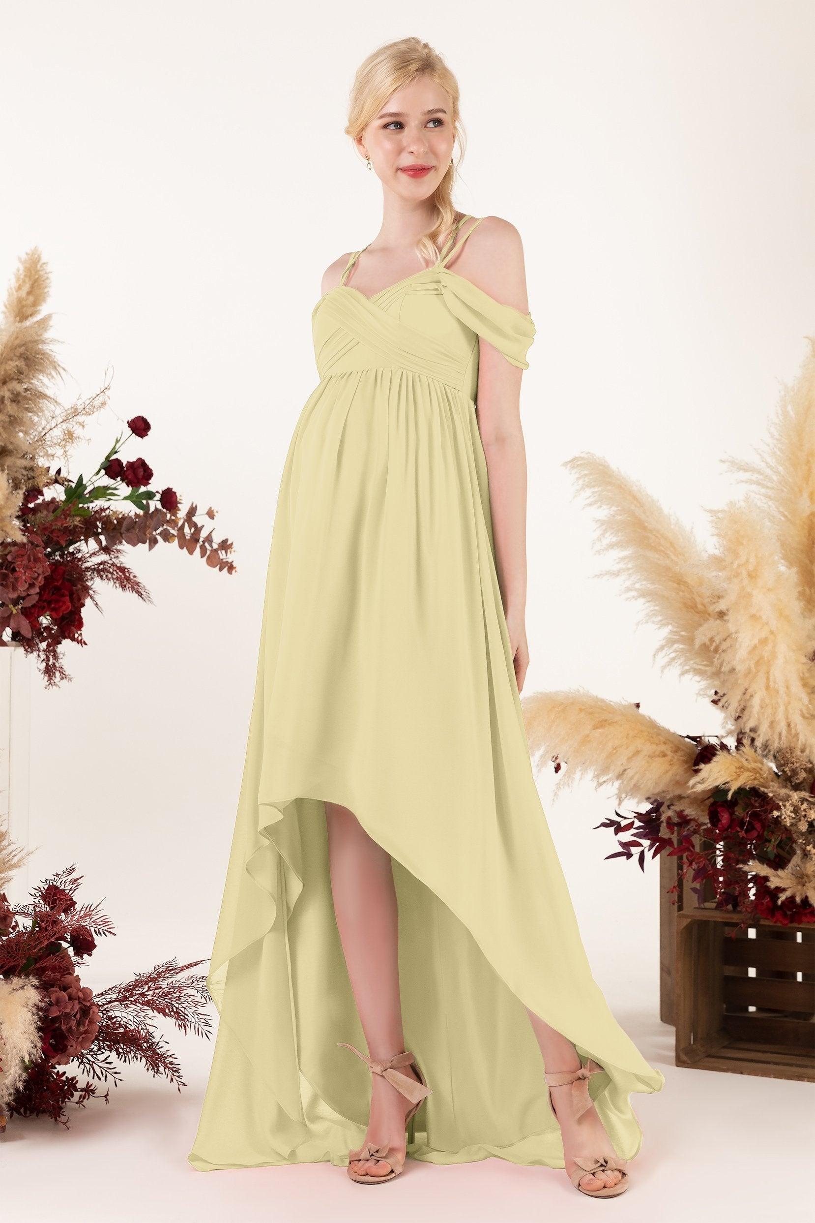 Asymmetrical Sweep Train Chiffon Bridesmaid Dress CB0464M - COCOMELODY
