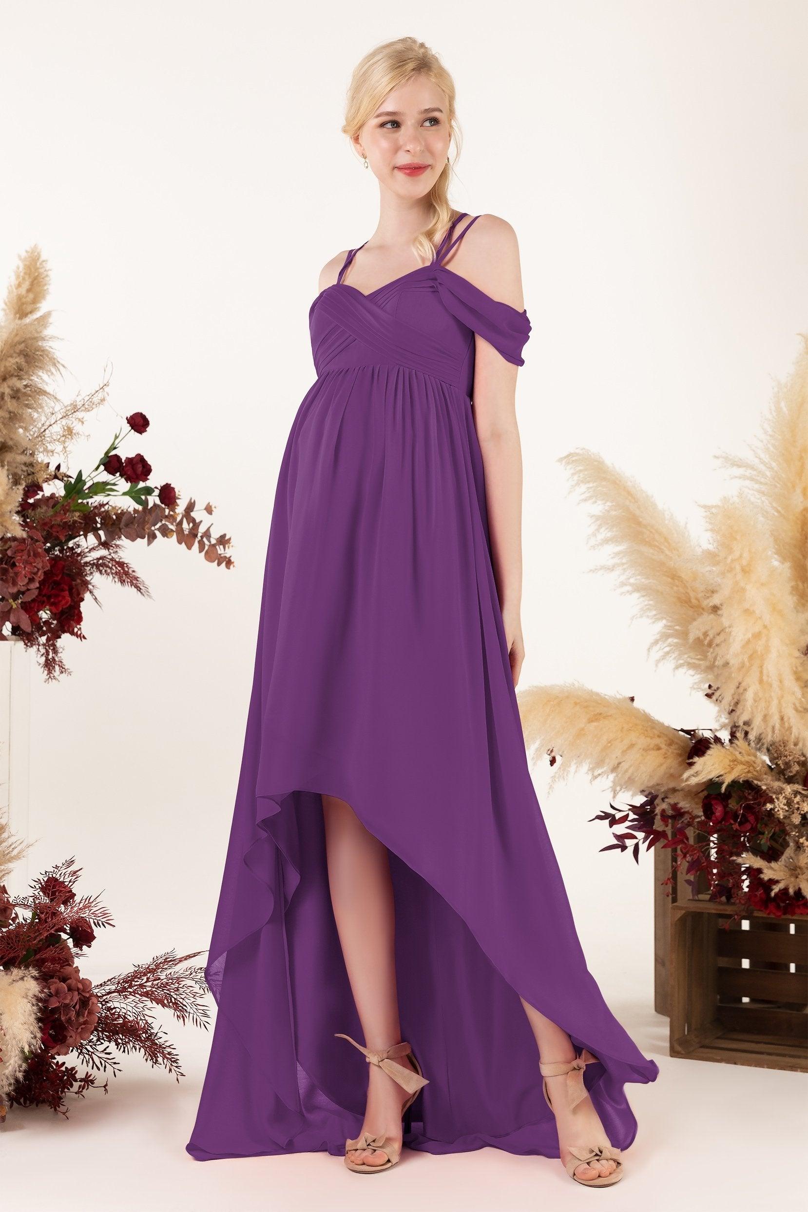 Asymmetrical Sweep Train Chiffon Bridesmaid Dress CB0464M - COCOMELODY