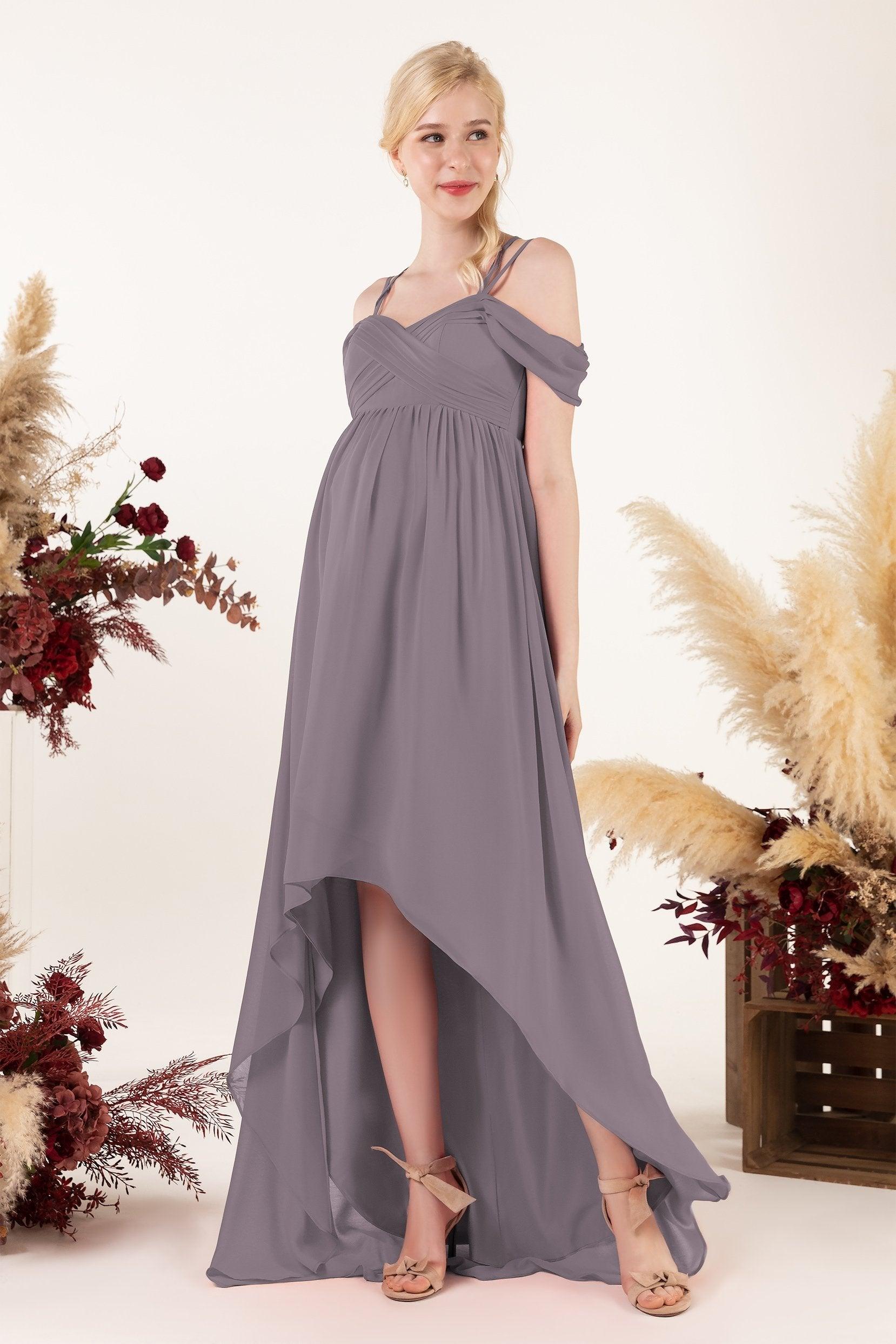 Asymmetrical Sweep Train Chiffon Bridesmaid Dress CB0464M - COCOMELODY