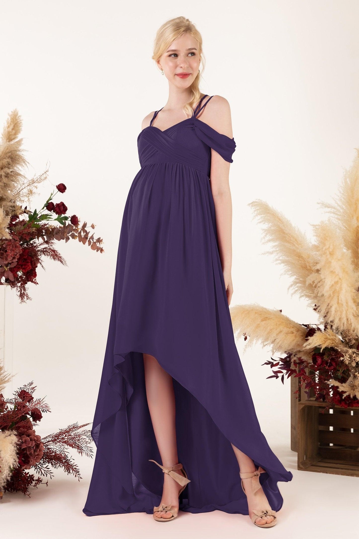 Asymmetrical Sweep Train Chiffon Bridesmaid Dress CB0464M - COCOMELODY