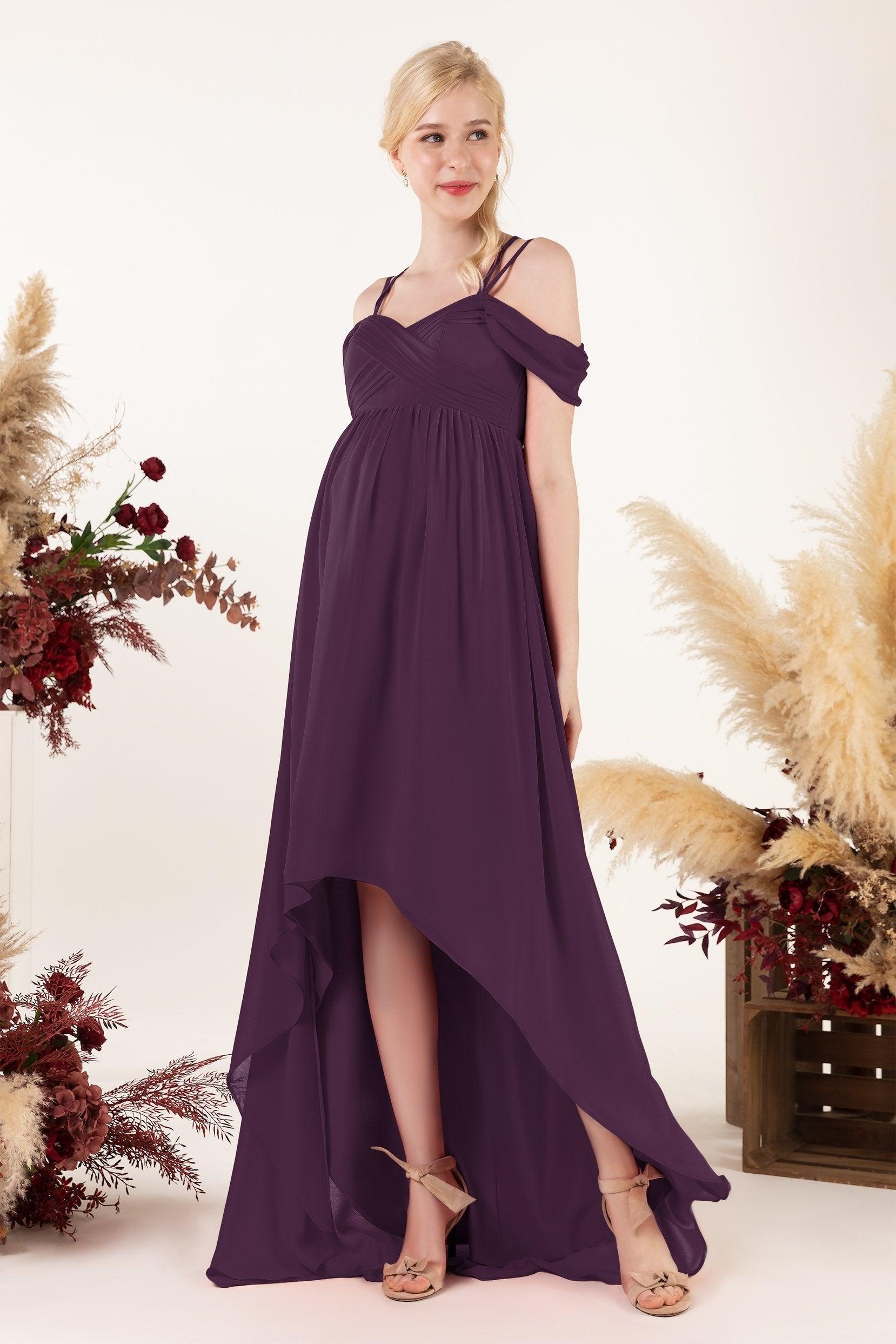 Asymmetrical Sweep Train Chiffon Bridesmaid Dress CB0464M - COCOMELODY