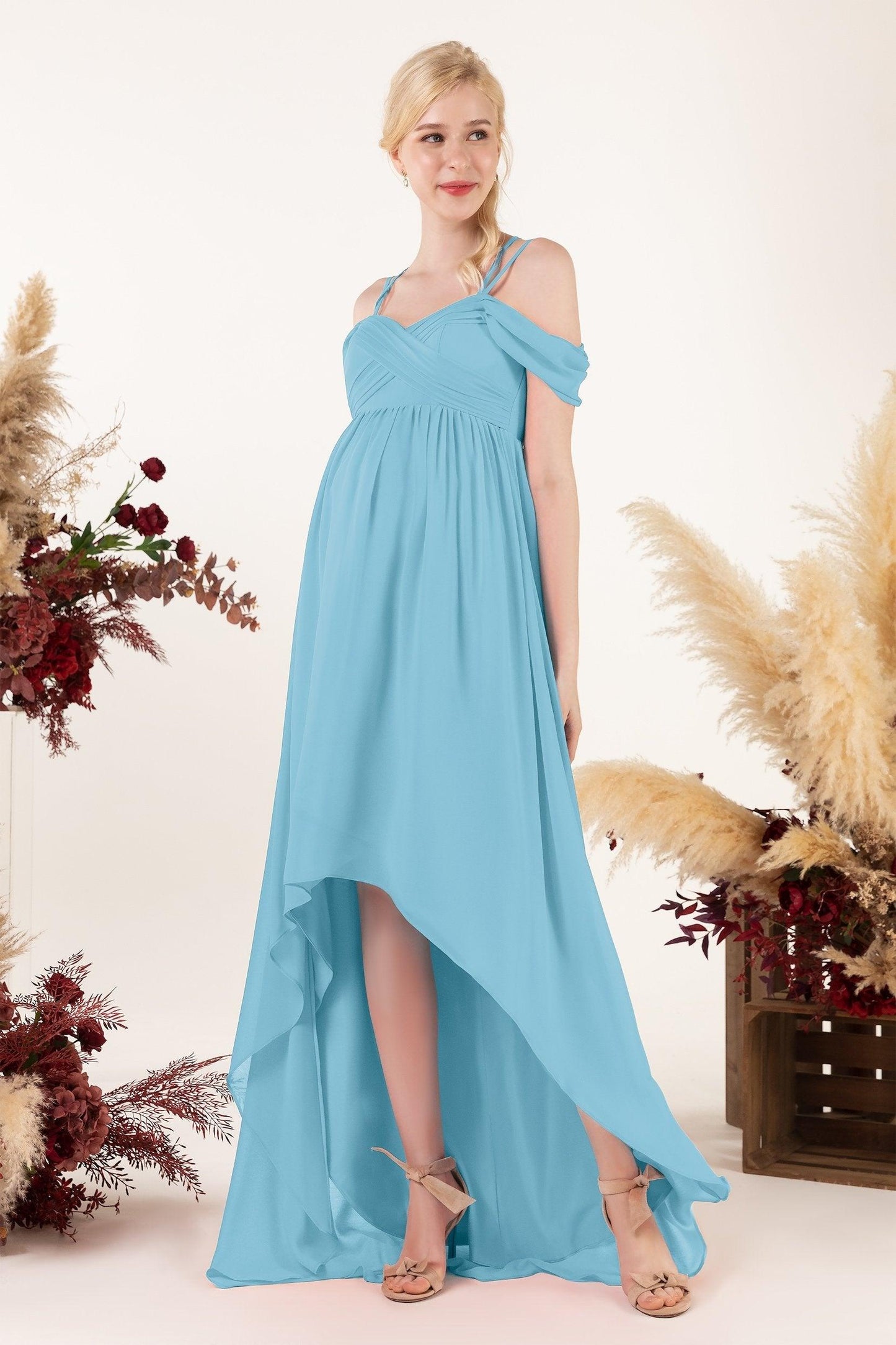Asymmetrical Sweep Train Chiffon Bridesmaid Dress CB0464M - COCOMELODY