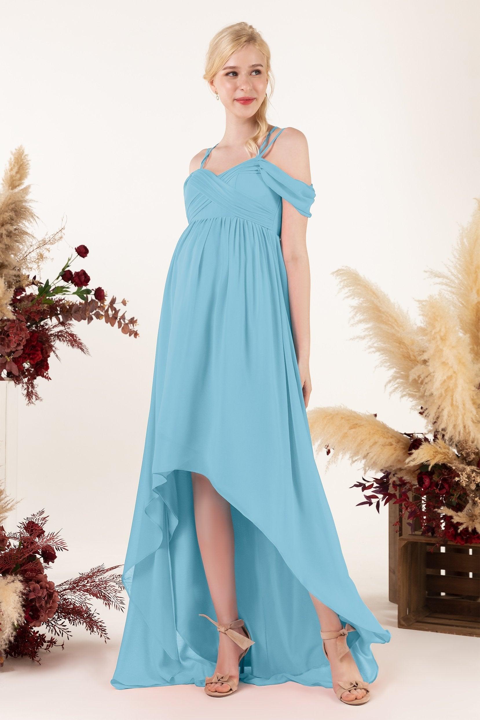 Asymmetrical Sweep Train Chiffon Bridesmaid Dress CB0464M - COCOMELODY