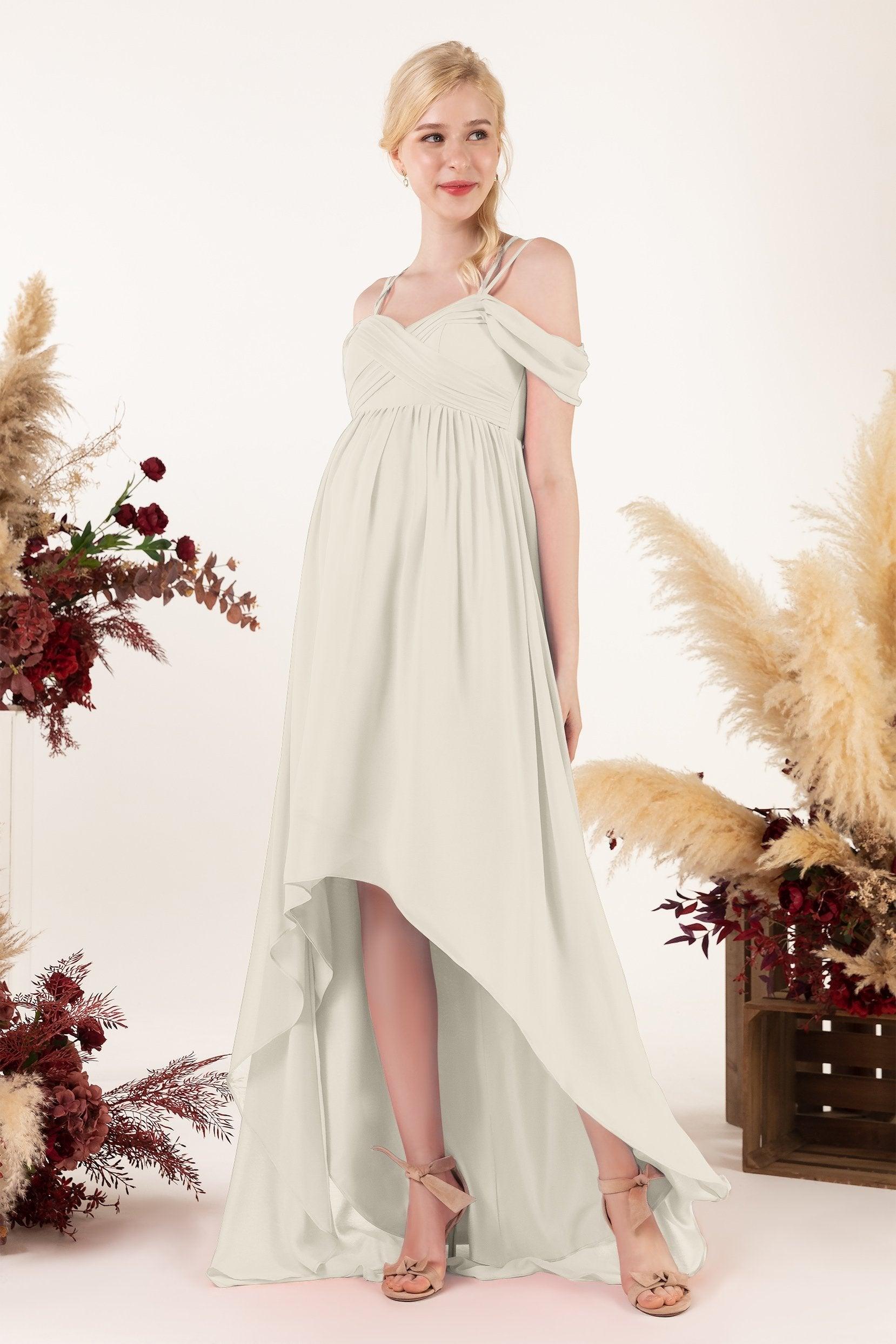 Asymmetrical Sweep Train Chiffon Bridesmaid Dress CB0464M - COCOMELODY