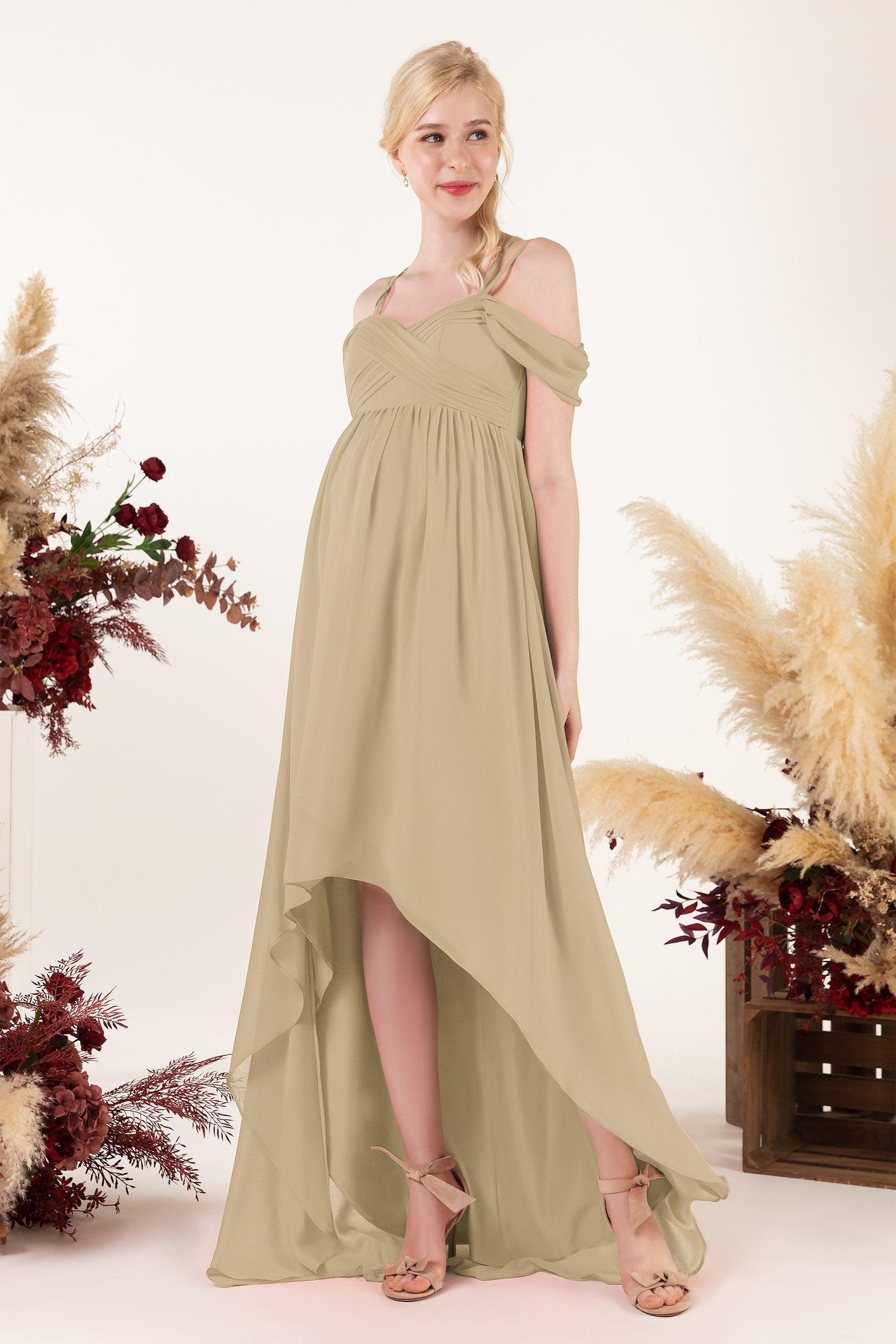 Asymmetrical Sweep Train Chiffon Bridesmaid Dress CB0464M - COCOMELODY