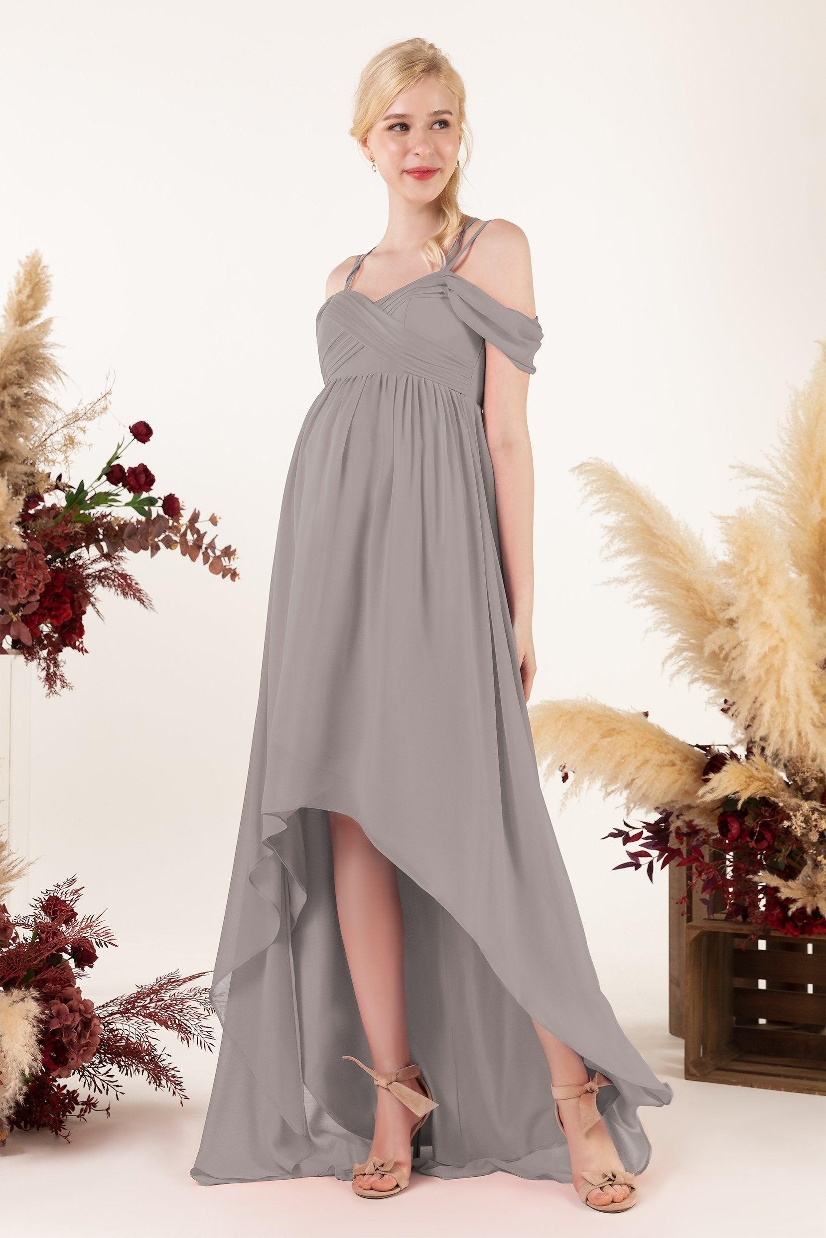 Asymmetrical Sweep Train Chiffon Bridesmaid Dress CB0464M - COCOMELODY