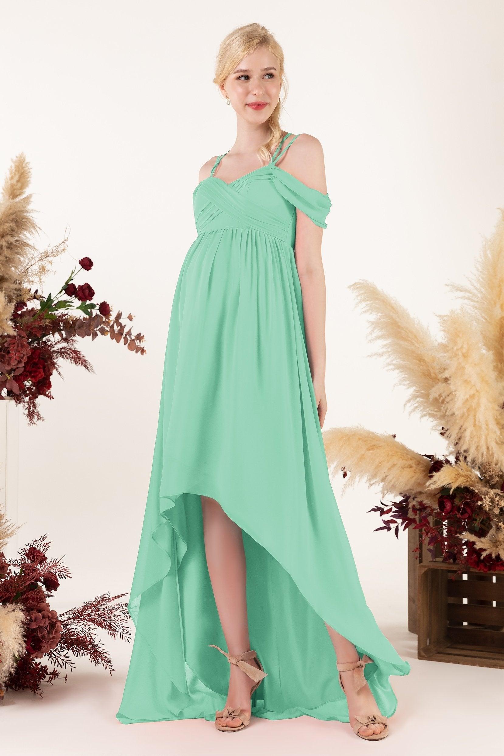 Asymmetrical Sweep Train Chiffon Bridesmaid Dress CB0464M - COCOMELODY