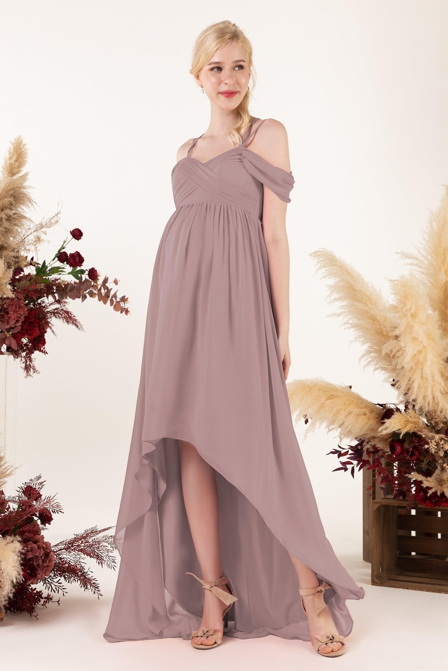 Asymmetrical Sweep Train Chiffon Bridesmaid Dress CB0464M - COCOMELODY