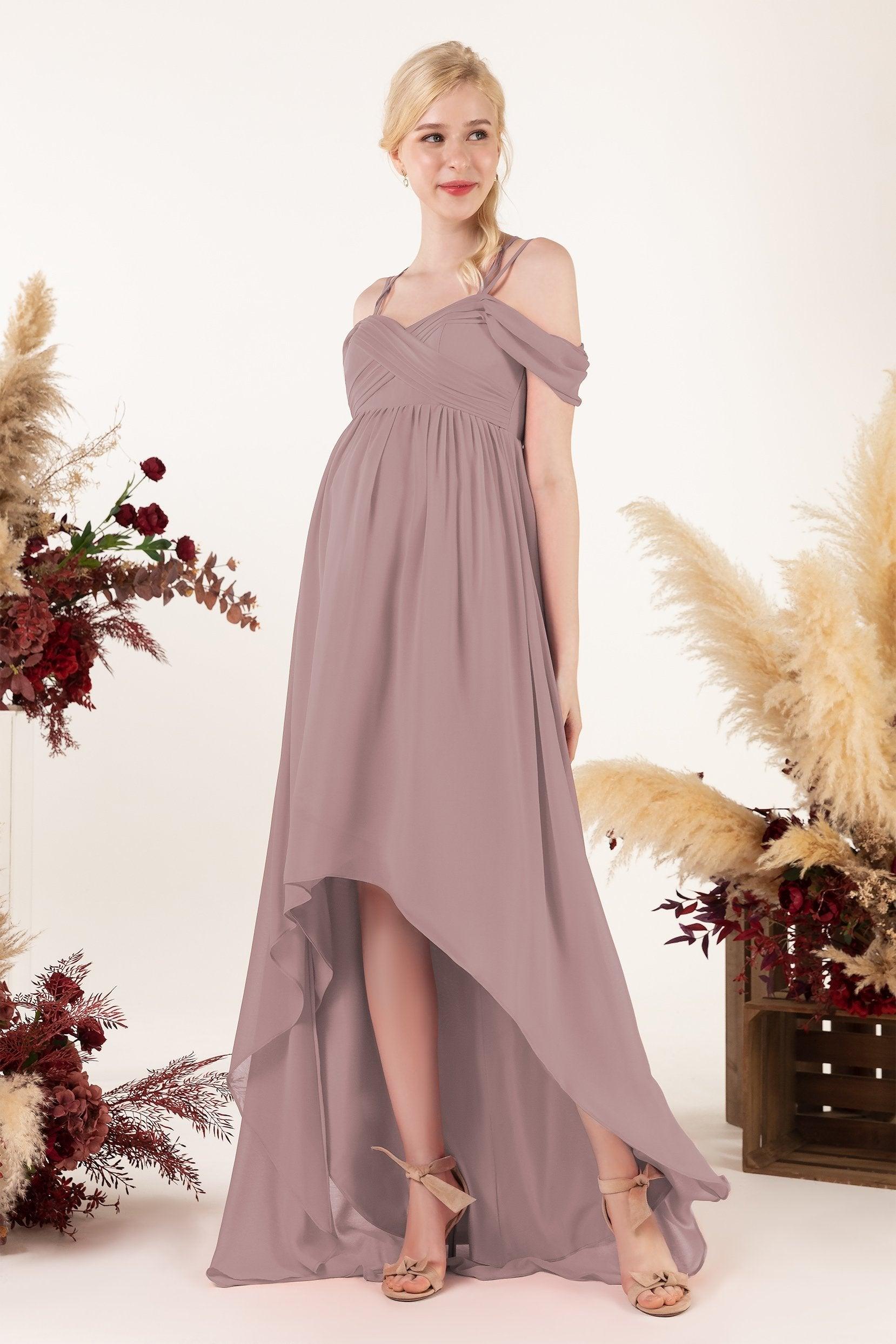 Asymmetrical Sweep Train Chiffon Bridesmaid Dress CB0464M - COCOMELODY