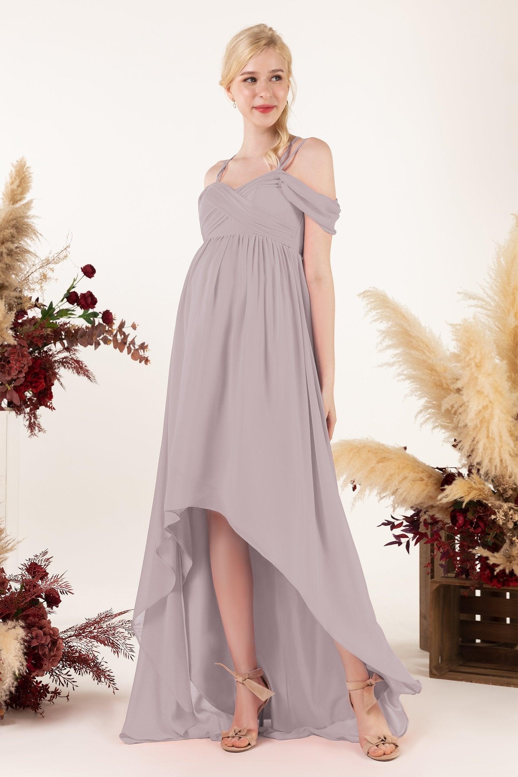 Asymmetrical Sweep Train Chiffon Bridesmaid Dress CB0464M - COCOMELODY