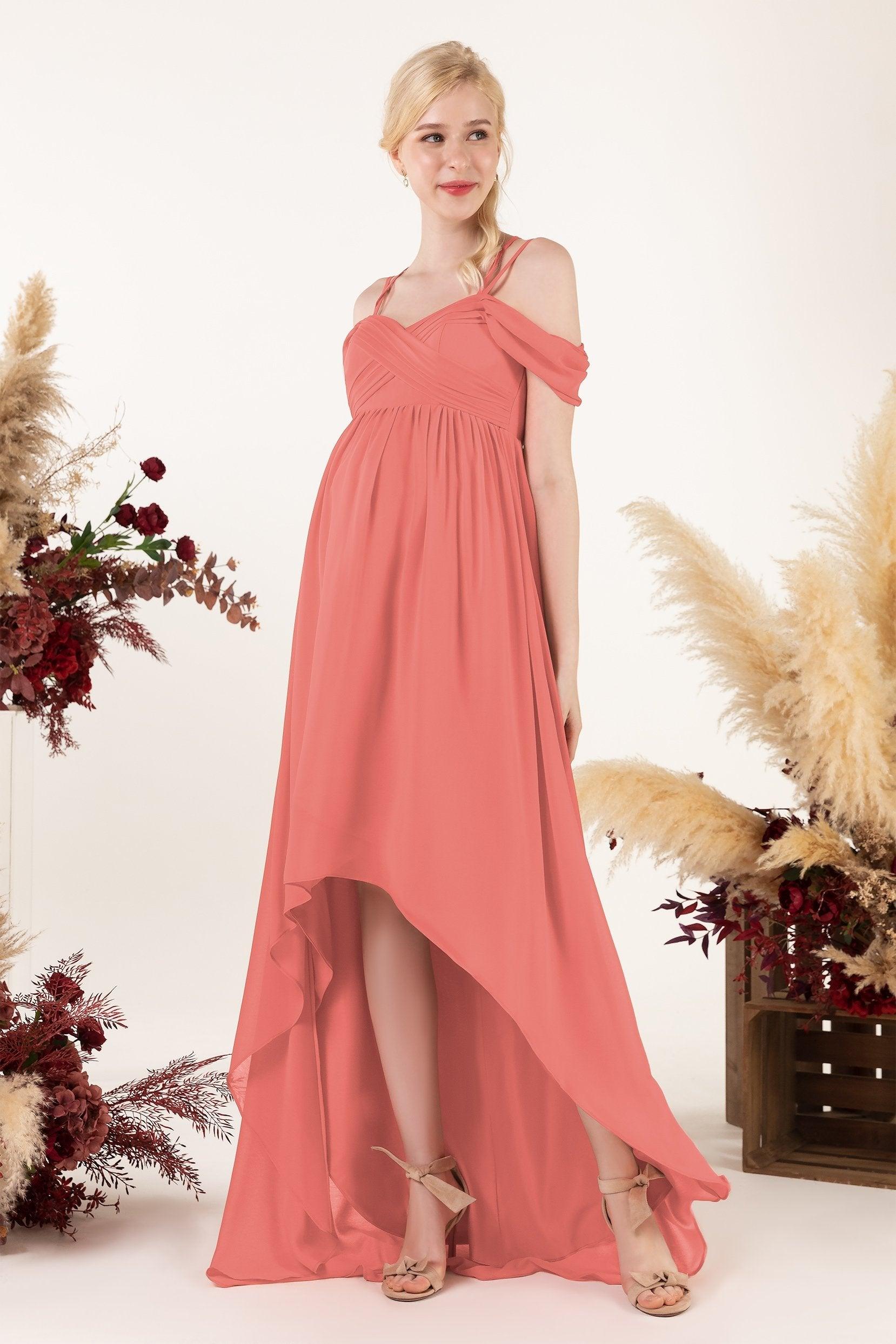 Asymmetrical Sweep Train Chiffon Bridesmaid Dress CB0464M - COCOMELODY