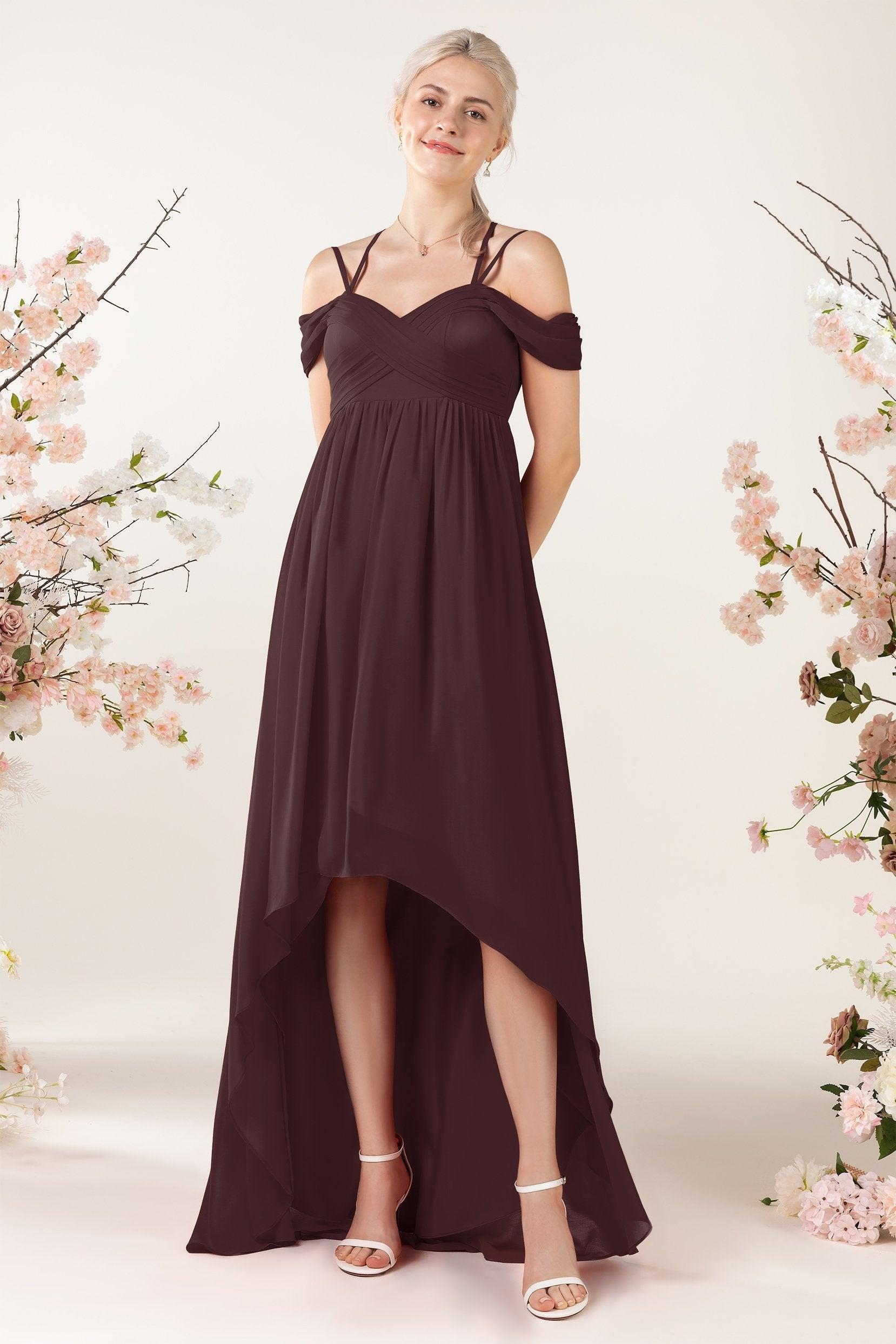 Asymmetrical Sweep Train Chiffon Bridesmaid Dress CB0464 - COCOMELODY
