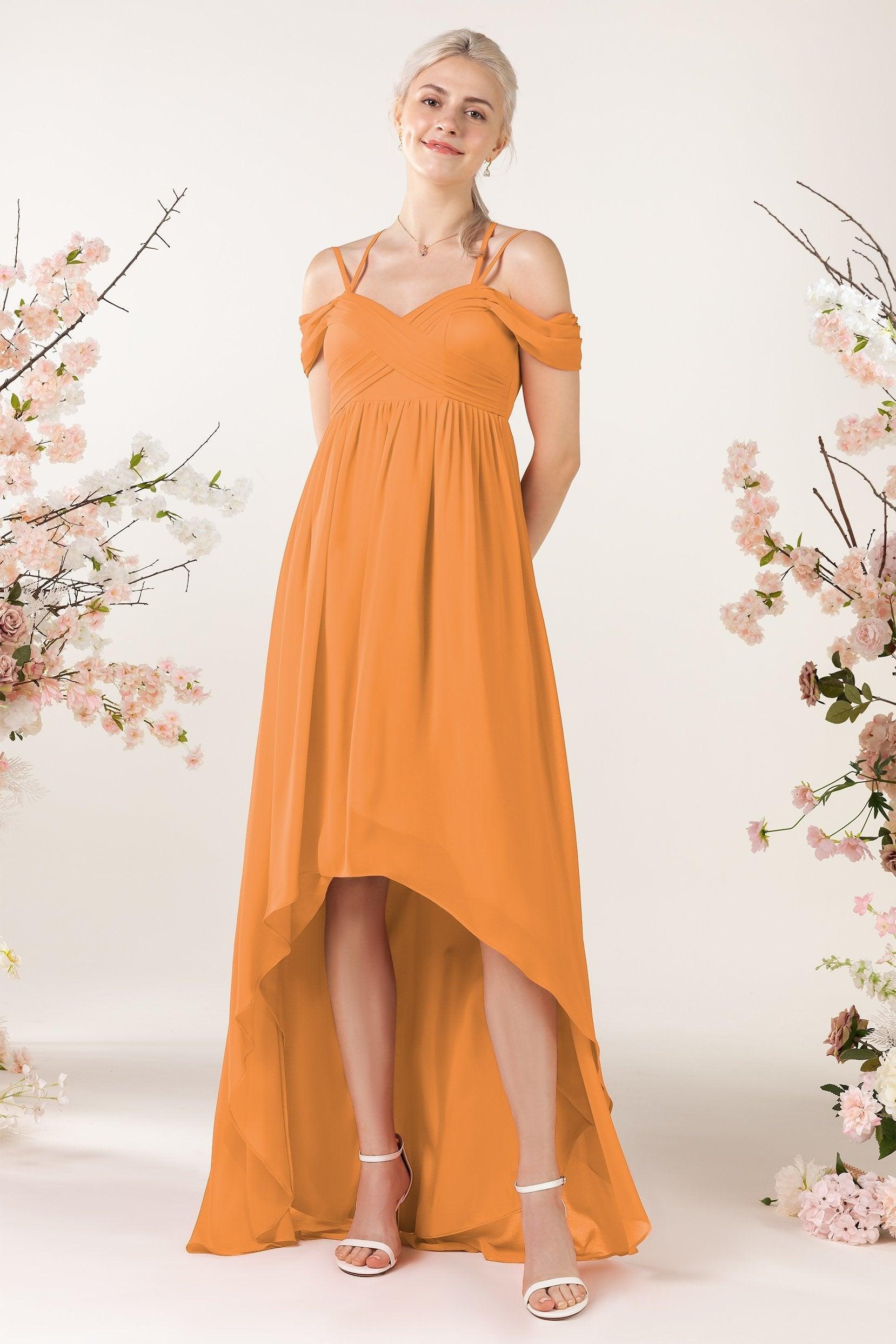 Asymmetrical Sweep Train Chiffon Bridesmaid Dress CB0464 - COCOMELODY