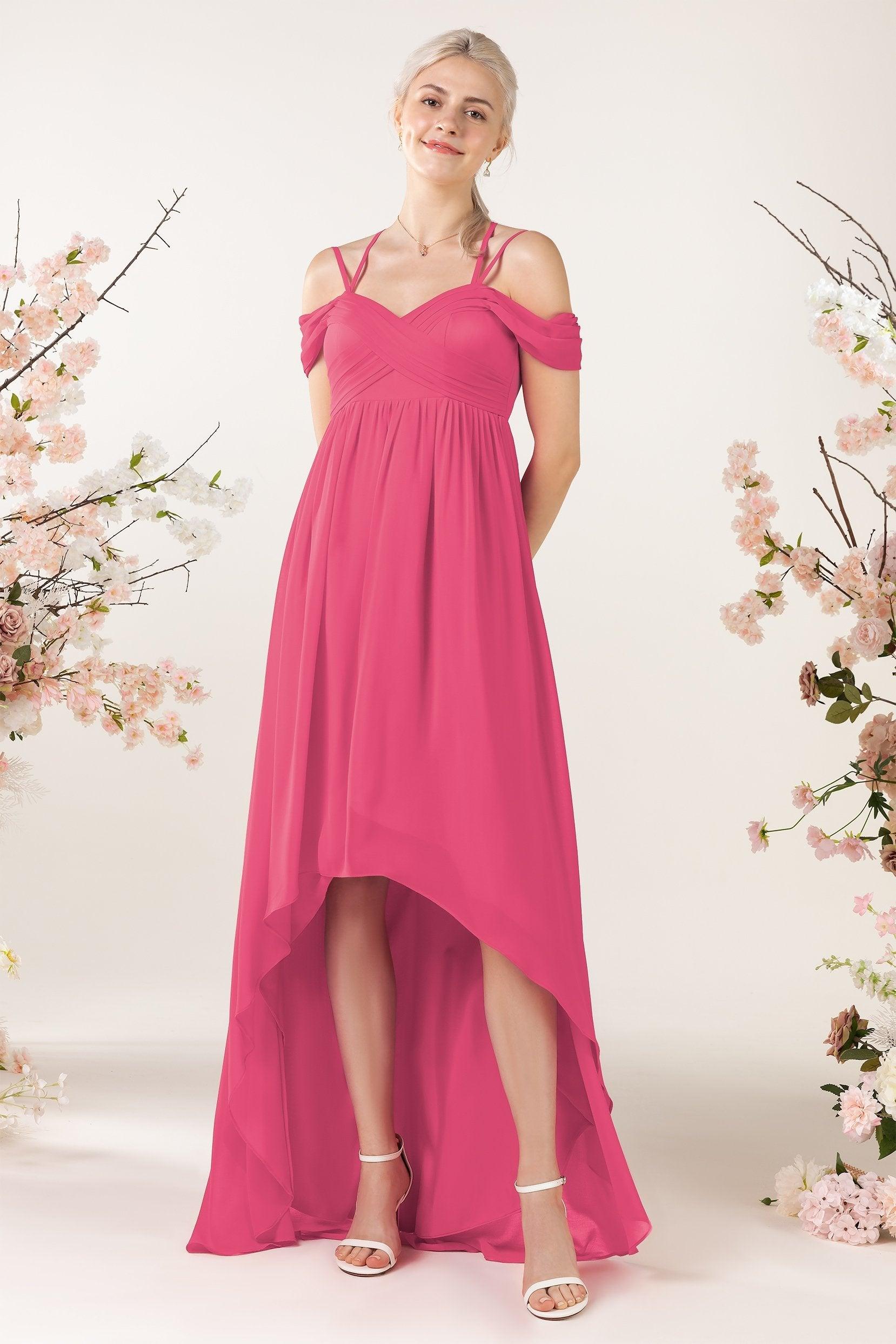 Asymmetrical Sweep Train Chiffon Bridesmaid Dress CB0464 - COCOMELODY