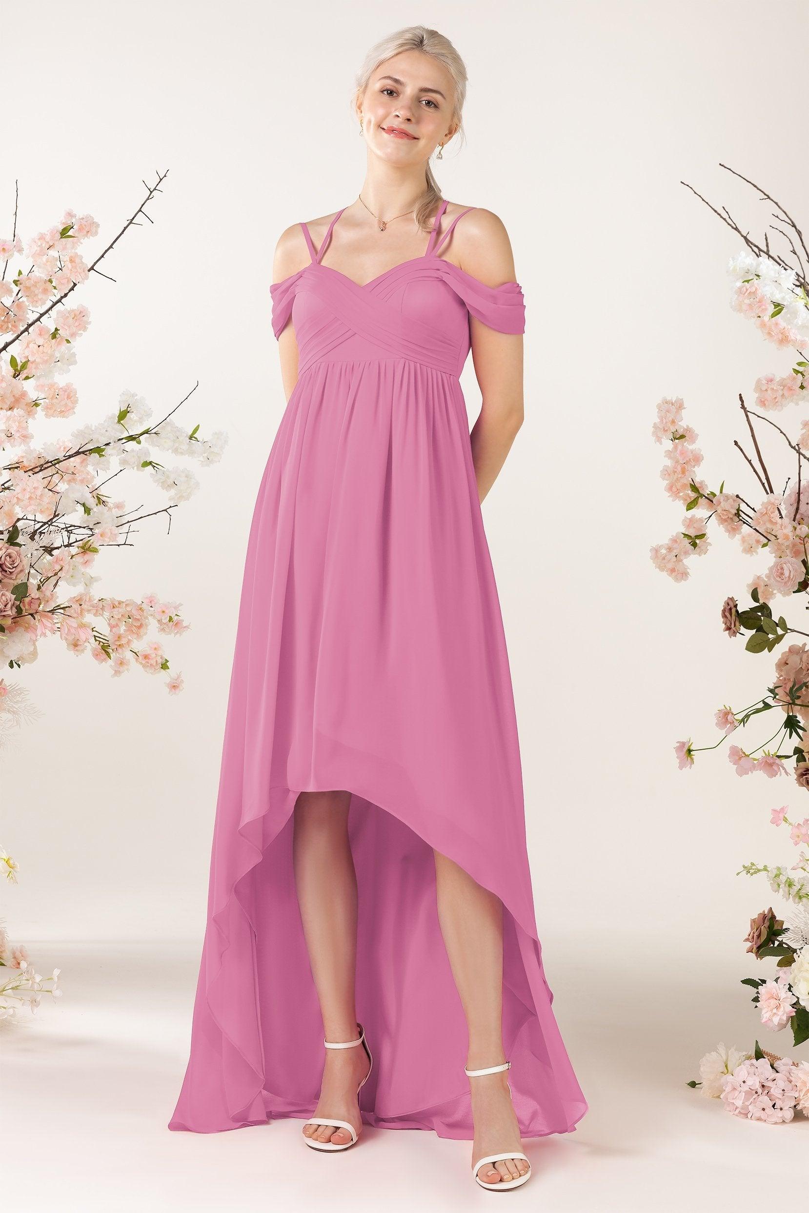 Asymmetrical Sweep Train Chiffon Bridesmaid Dress CB0464 - COCOMELODY