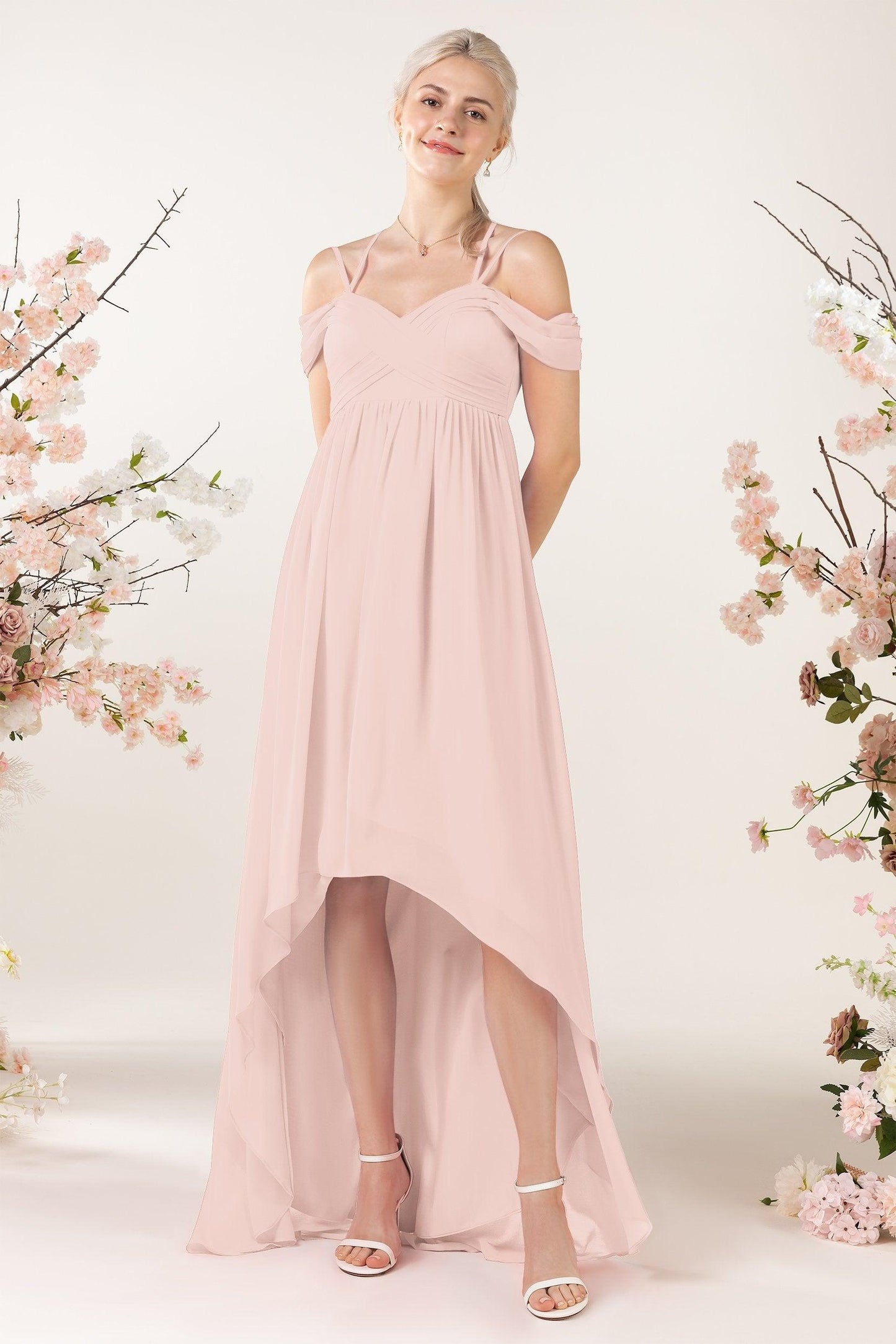 Asymmetrical Sweep Train Chiffon Bridesmaid Dress CB0464 - COCOMELODY