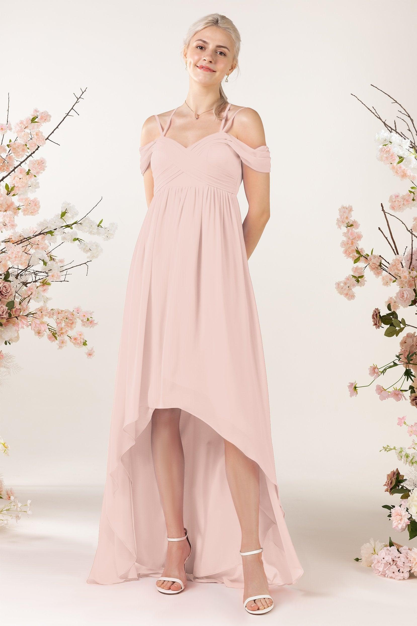 Asymmetrical Sweep Train Chiffon Bridesmaid Dress CB0464 - COCOMELODY