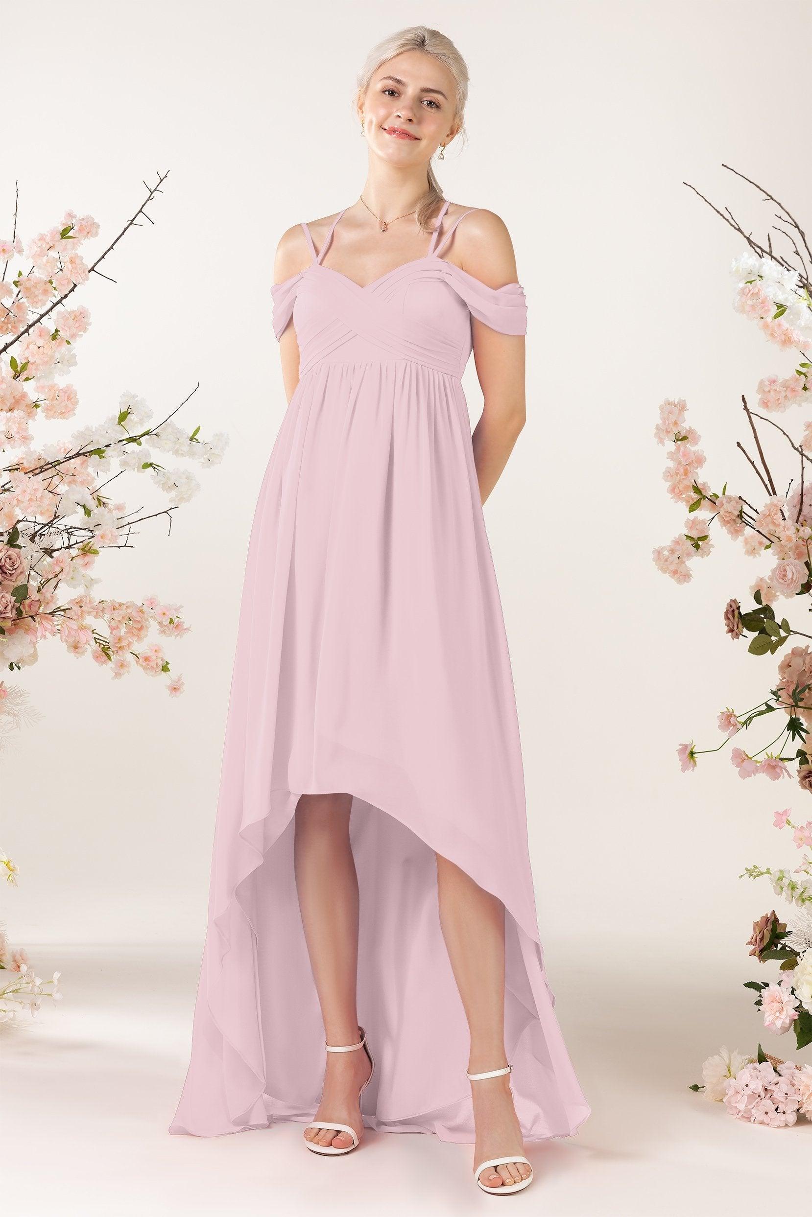 Asymmetrical Sweep Train Chiffon Bridesmaid Dress CB0464 - COCOMELODY