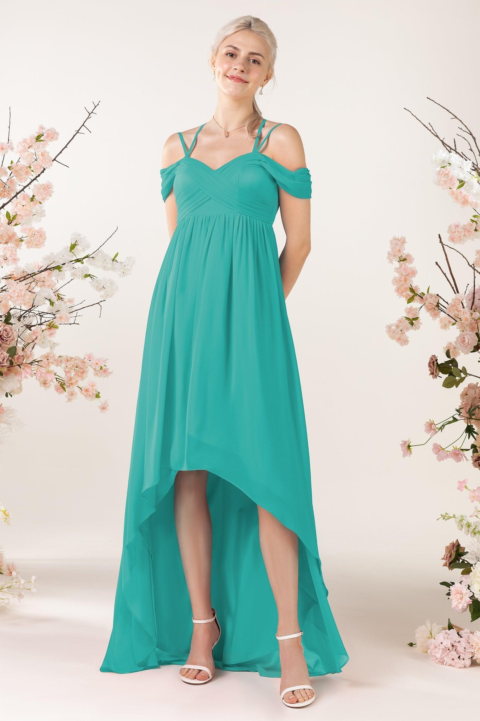 Asymmetrical Sweep Train Chiffon Bridesmaid Dress CB0464 - COCOMELODY