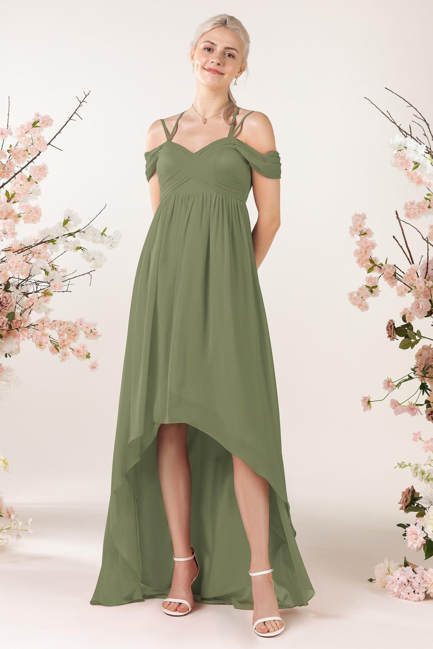 Asymmetrical Sweep Train Chiffon Bridesmaid Dress CB0464 - COCOMELODY
