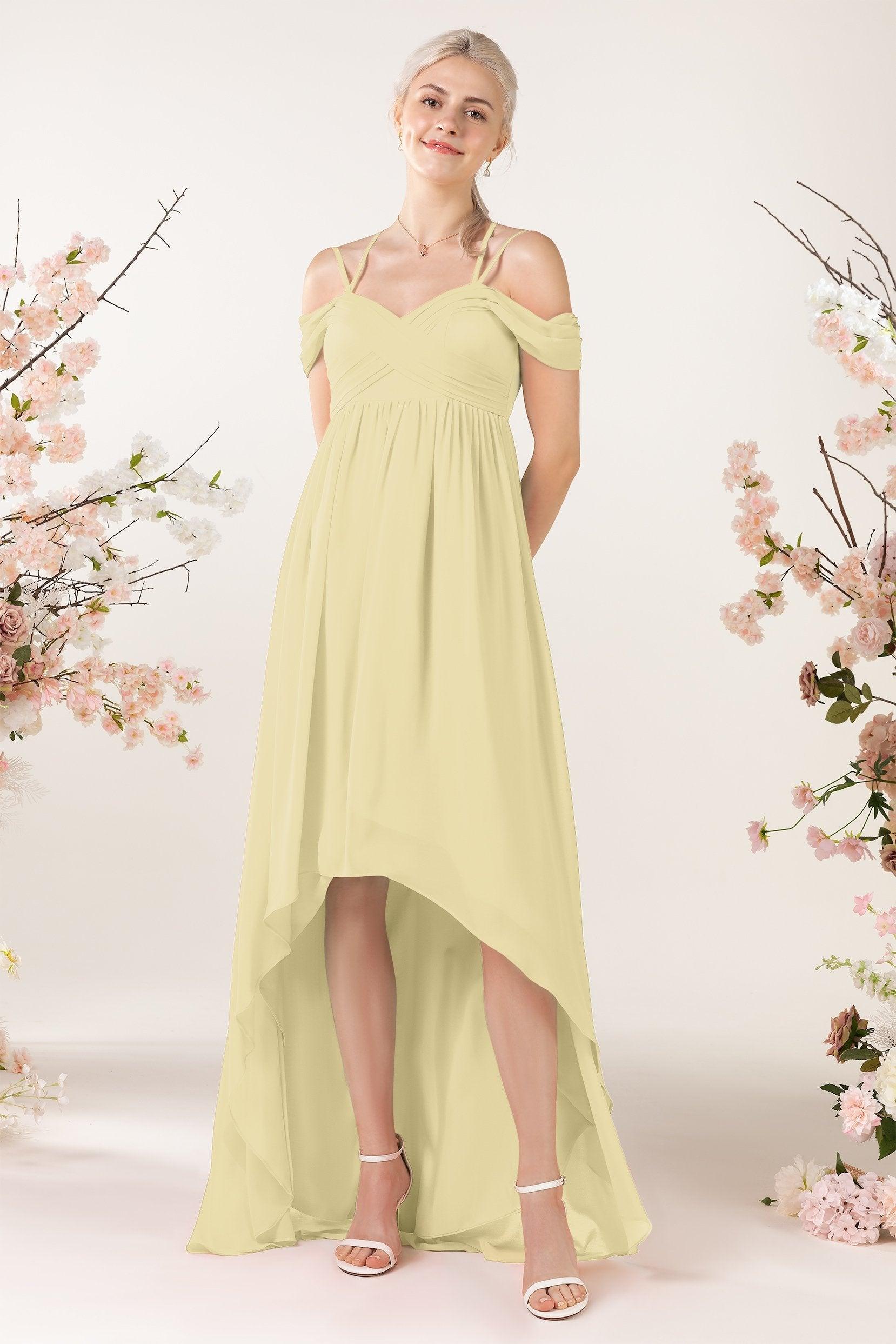 Asymmetrical Sweep Train Chiffon Bridesmaid Dress CB0464 - COCOMELODY