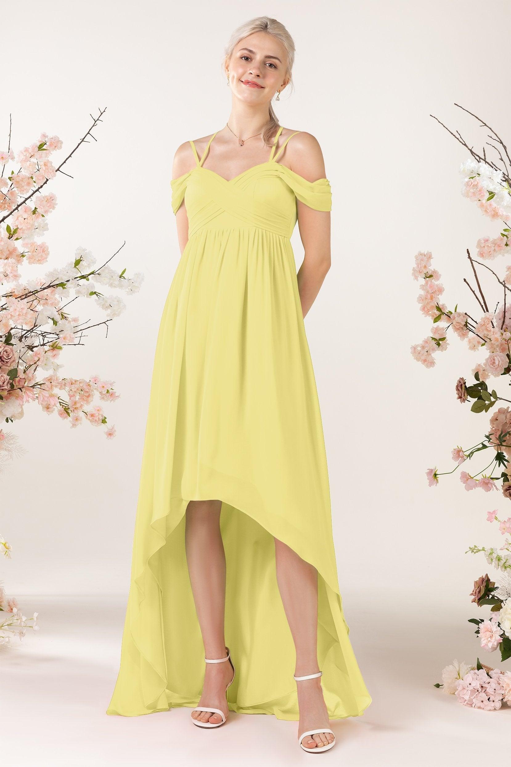 Asymmetrical Sweep Train Chiffon Bridesmaid Dress CB0464 - COCOMELODY
