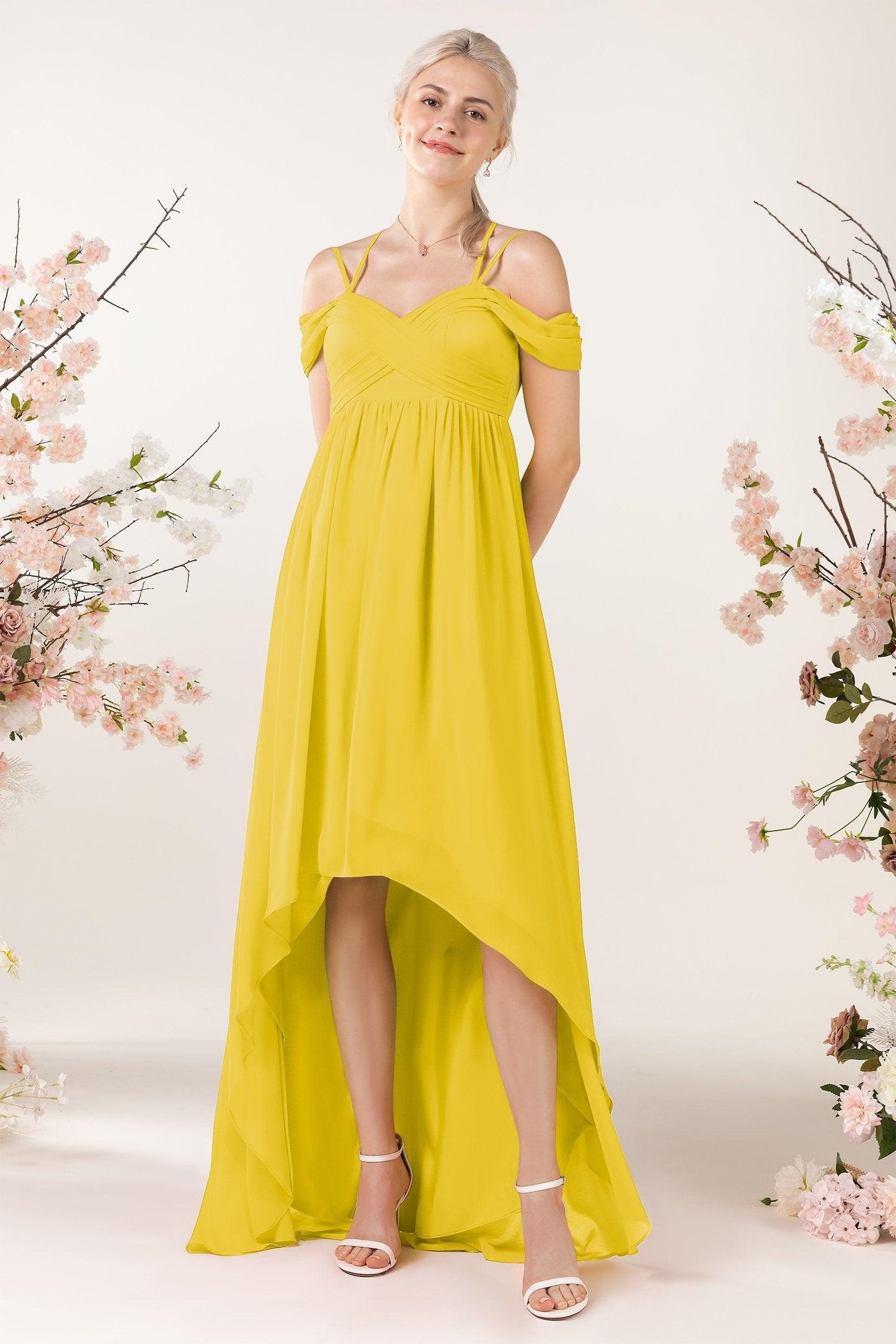 Asymmetrical Sweep Train Chiffon Bridesmaid Dress CB0464 - COCOMELODY