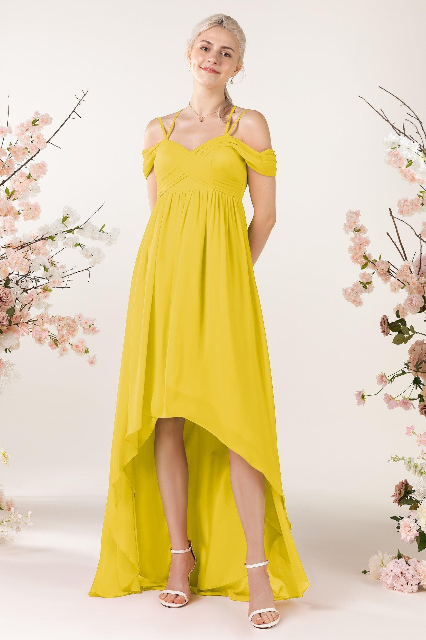 Asymmetrical Sweep Train Chiffon Bridesmaid Dress CB0464 - COCOMELODY