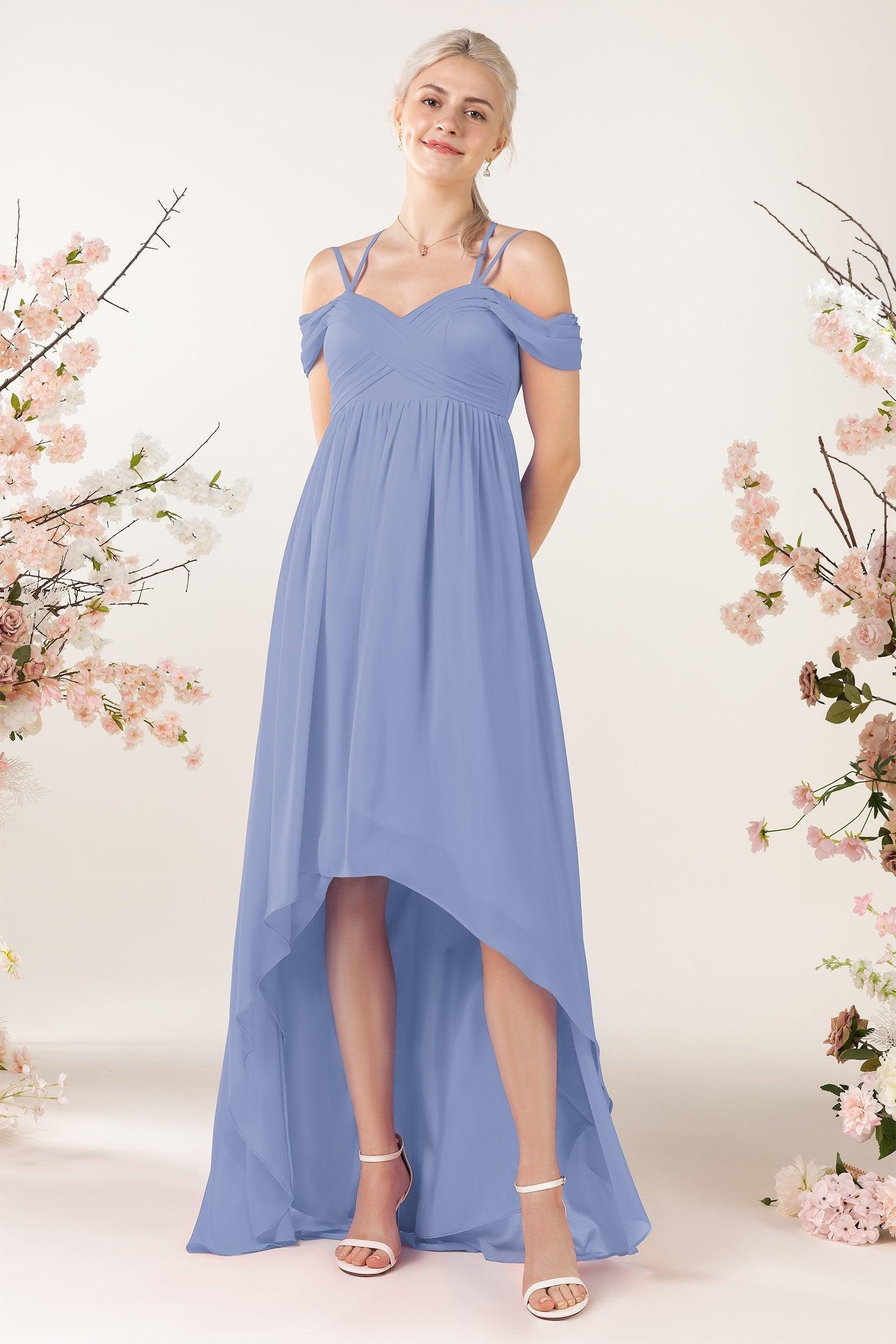 Asymmetrical Sweep Train Chiffon Bridesmaid Dress CB0464 - COCOMELODY