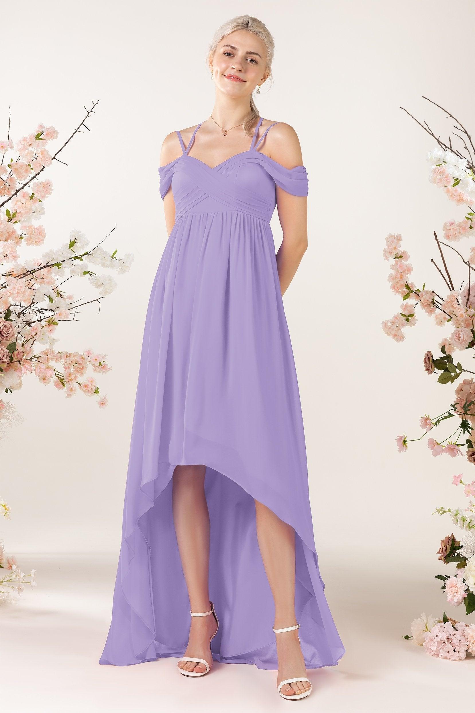 Asymmetrical Sweep Train Chiffon Bridesmaid Dress CB0464 - COCOMELODY