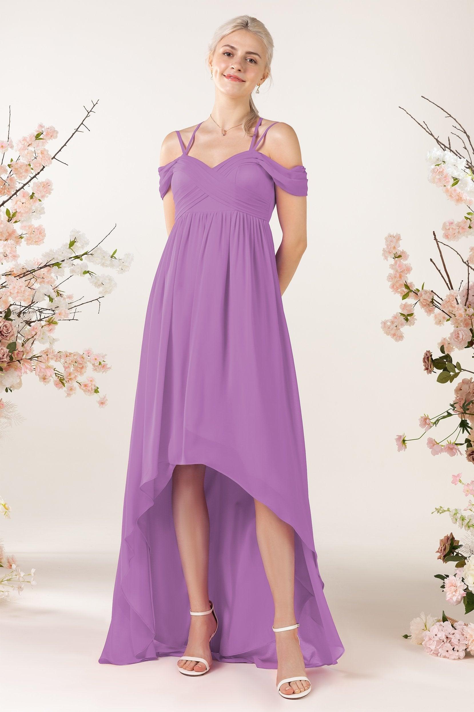 Asymmetrical Sweep Train Chiffon Bridesmaid Dress CB0464 - COCOMELODY