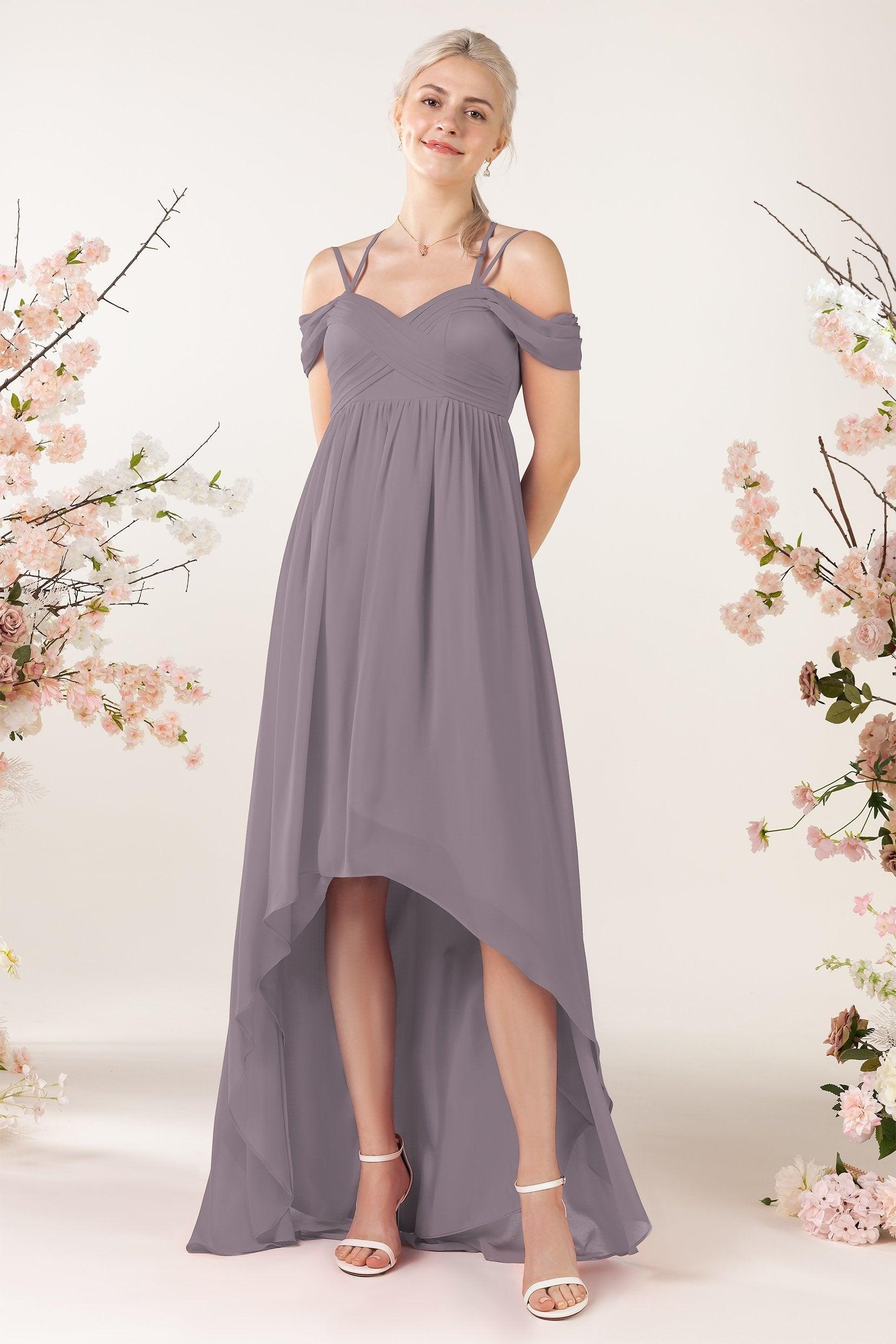 Asymmetrical Sweep Train Chiffon Bridesmaid Dress CB0464 - COCOMELODY