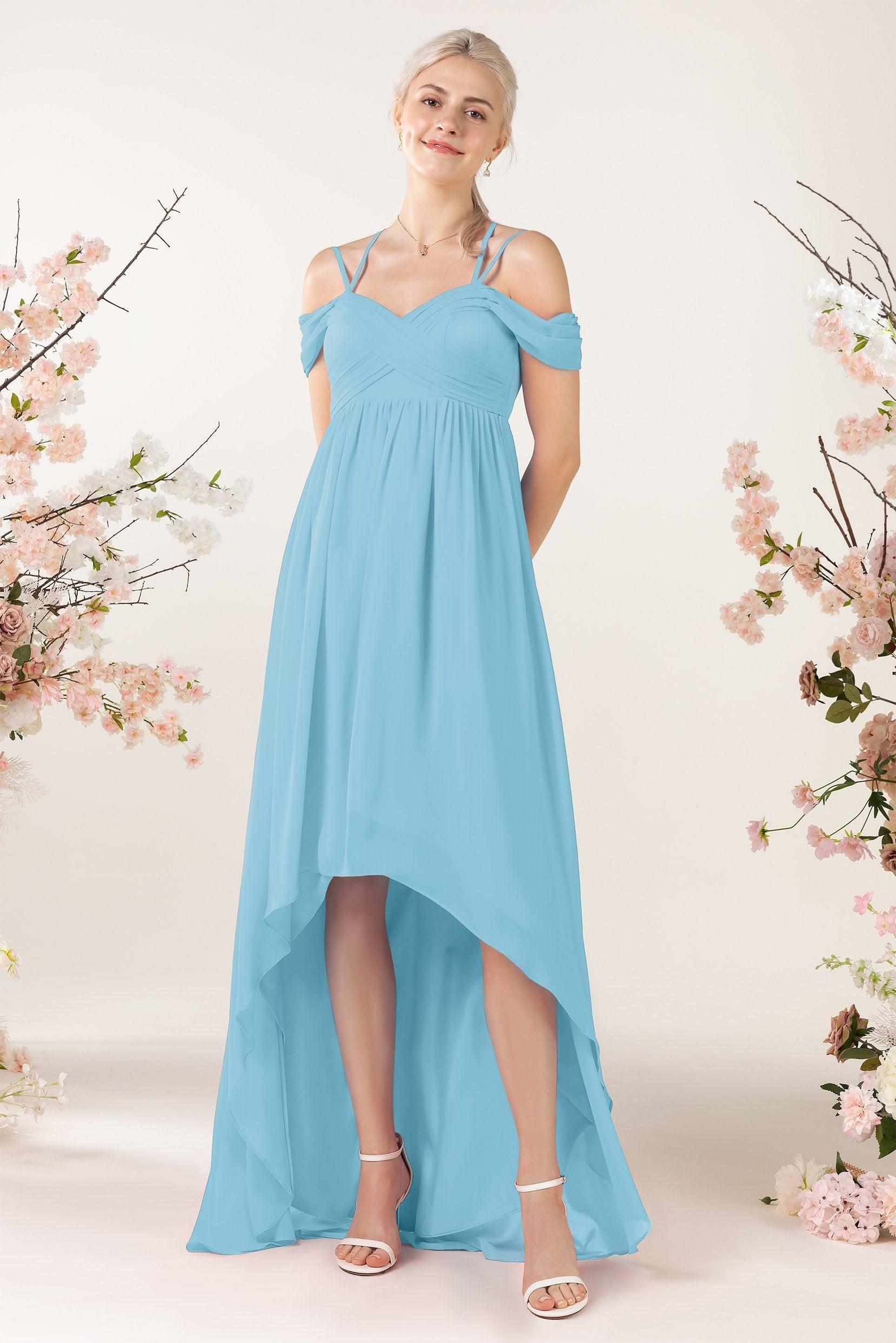 Asymmetrical Sweep Train Chiffon Bridesmaid Dress CB0464 - COCOMELODY