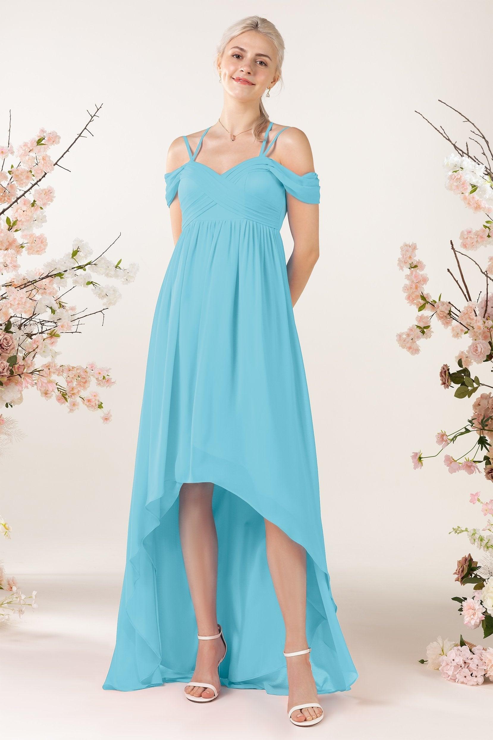 Asymmetrical Sweep Train Chiffon Bridesmaid Dress CB0464 - COCOMELODY