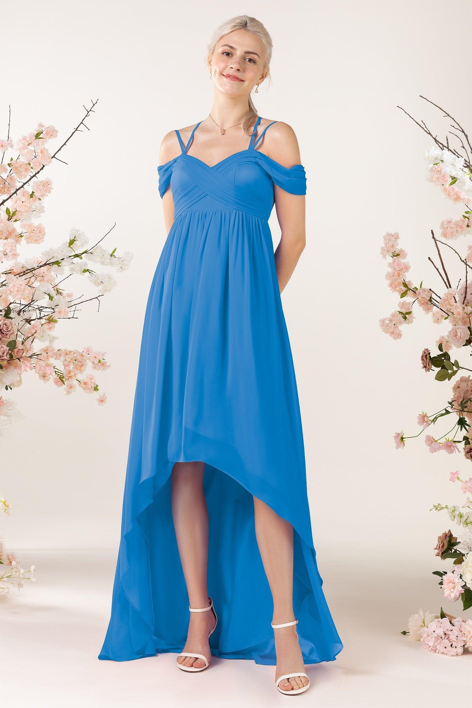 Asymmetrical Sweep Train Chiffon Bridesmaid Dress CB0464 - COCOMELODY