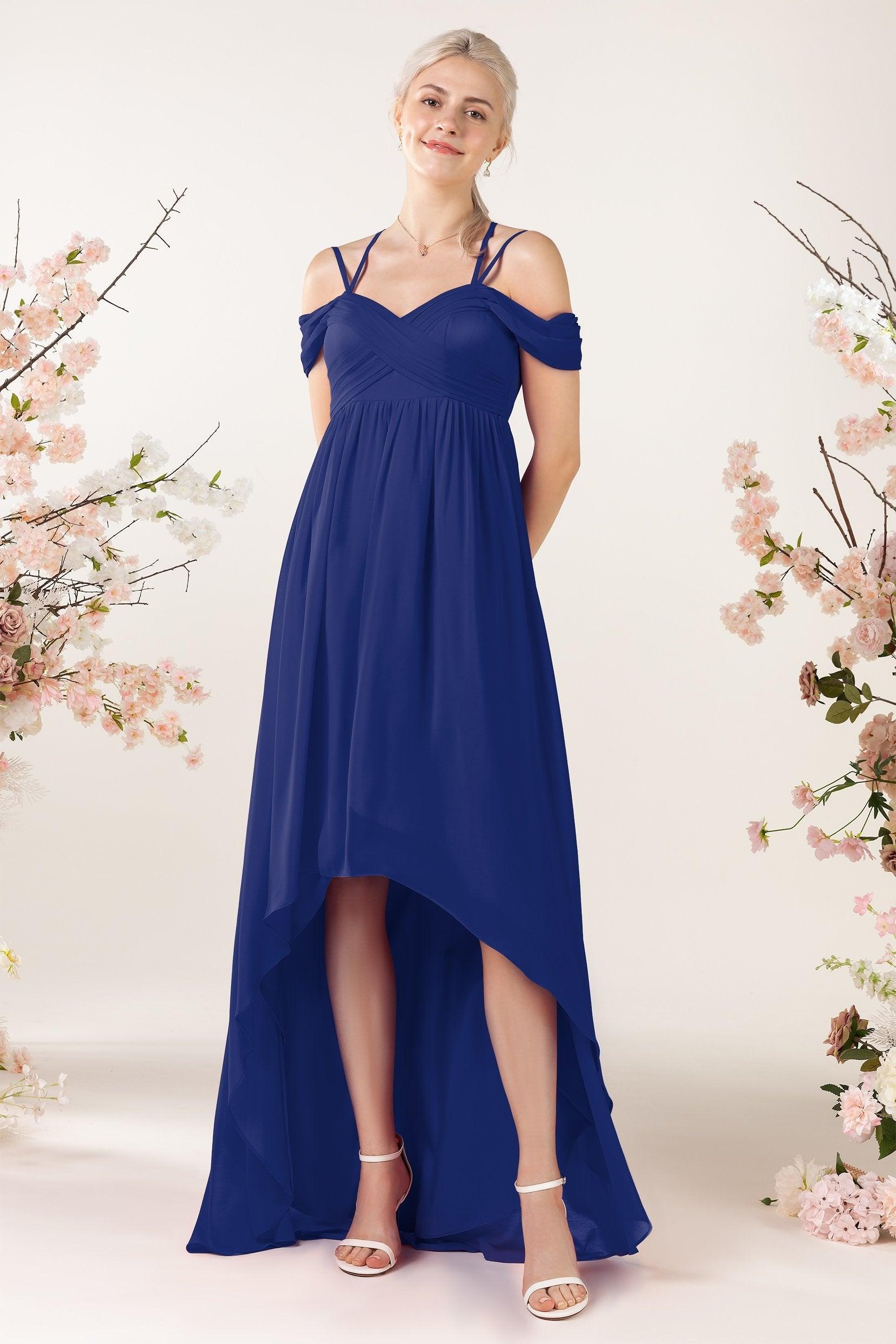 Asymmetrical Sweep Train Chiffon Bridesmaid Dress CB0464 - COCOMELODY