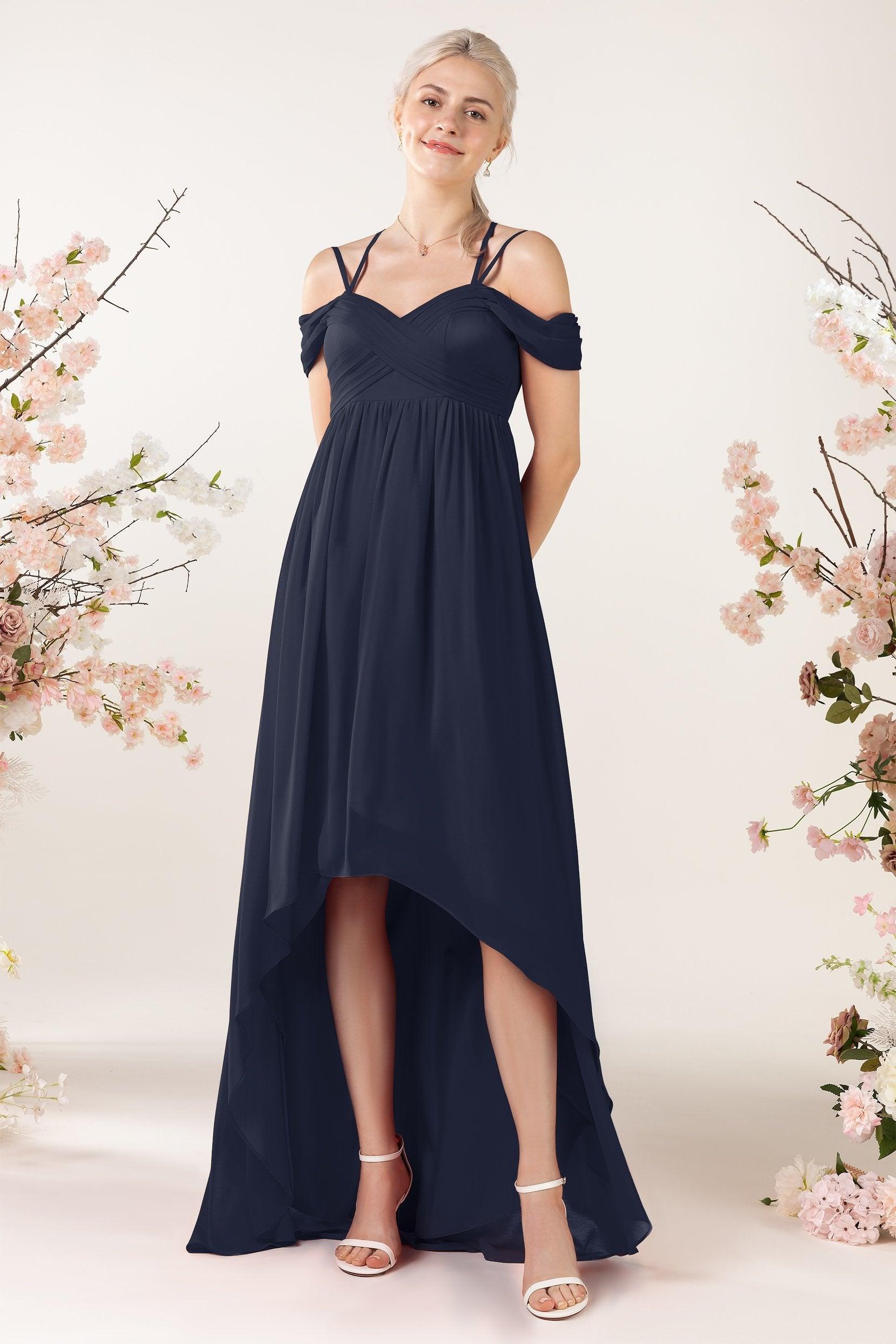 Asymmetrical Sweep Train Chiffon Bridesmaid Dress CB0464 - COCOMELODY