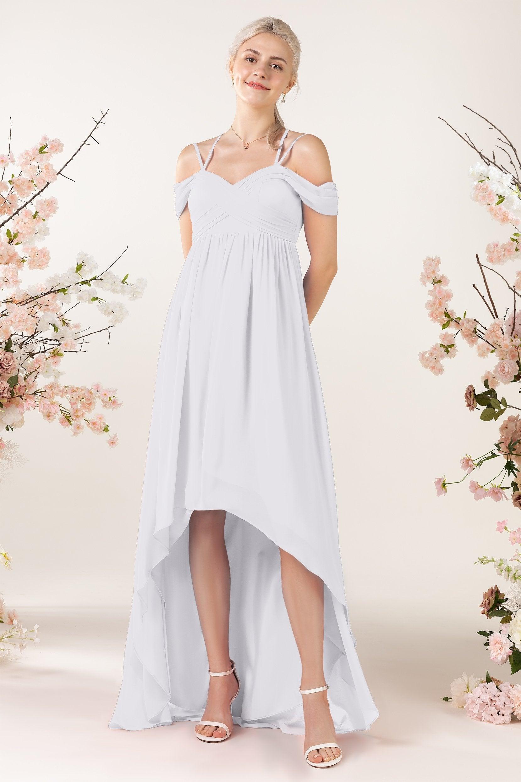 Asymmetrical Sweep Train Chiffon Bridesmaid Dress CB0464 - COCOMELODY
