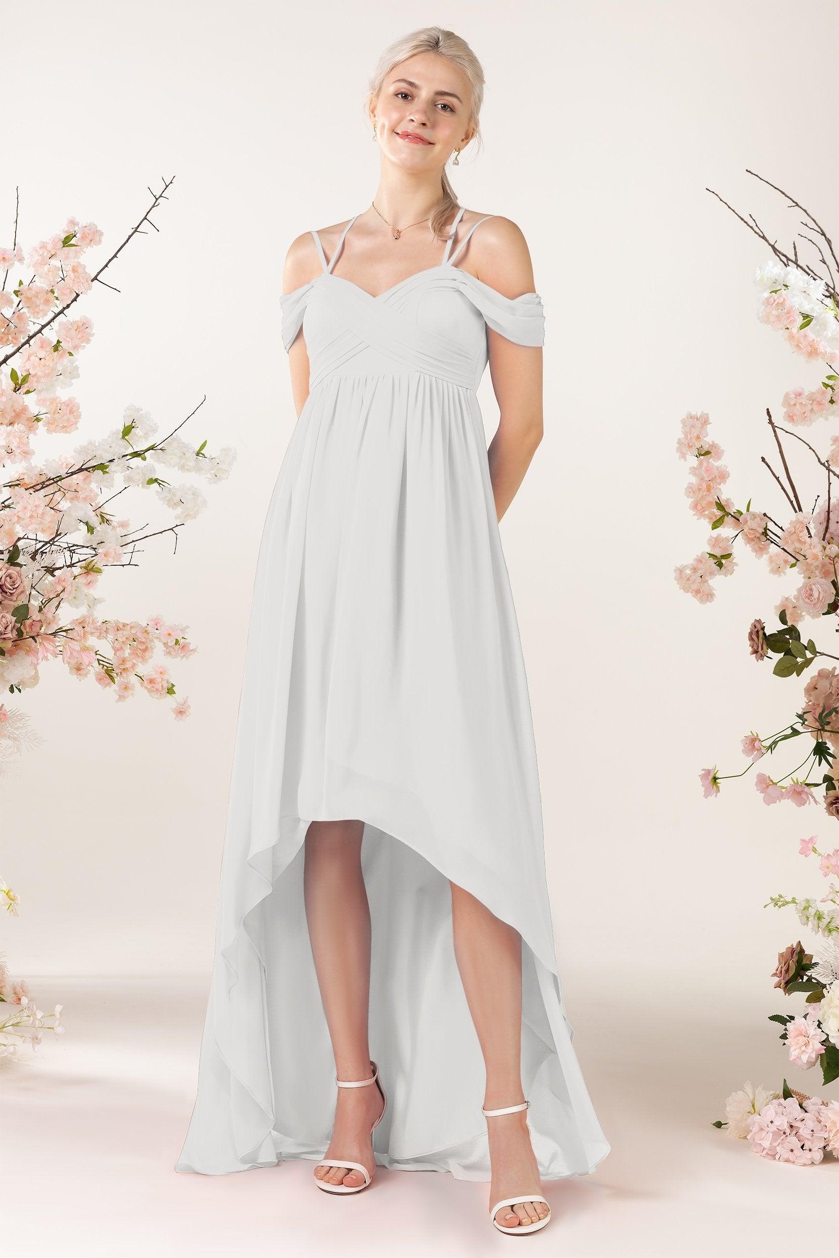 Asymmetrical Sweep Train Chiffon Bridesmaid Dress CB0464 - COCOMELODY