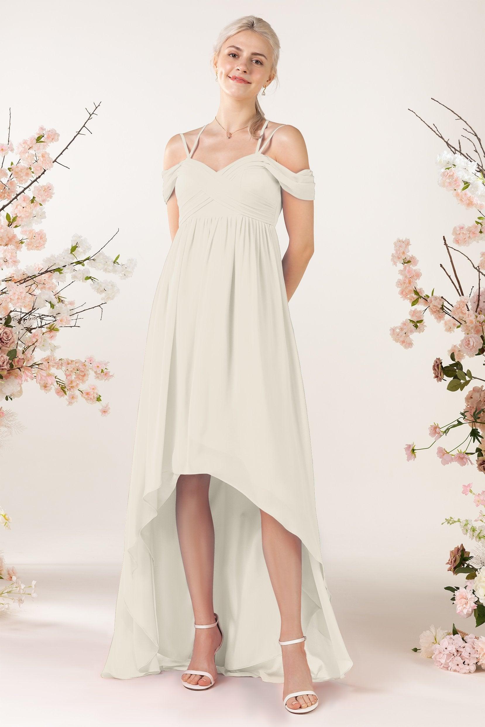 Asymmetrical Sweep Train Chiffon Bridesmaid Dress CB0464 - COCOMELODY
