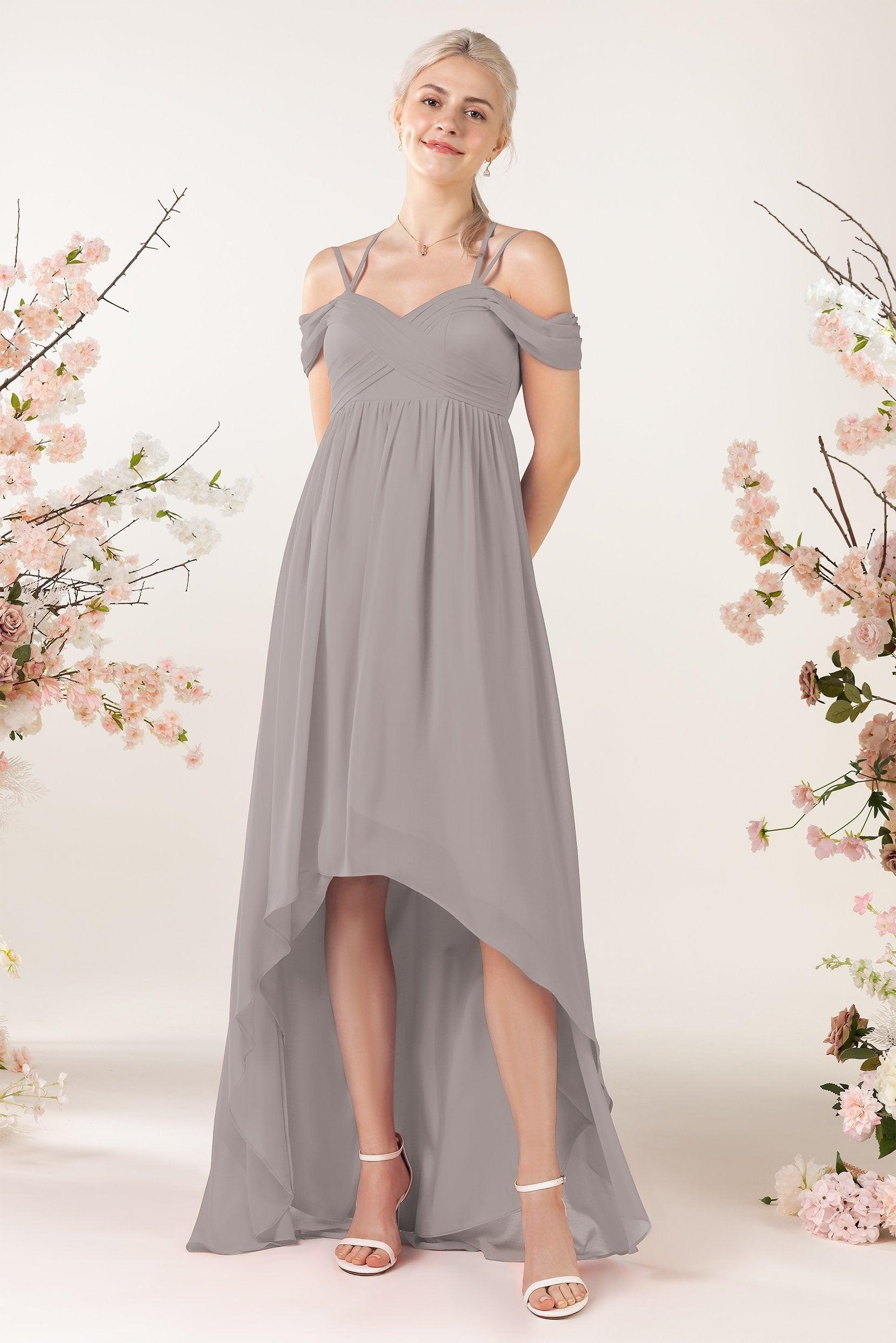 Asymmetrical Sweep Train Chiffon Bridesmaid Dress CB0464 - COCOMELODY