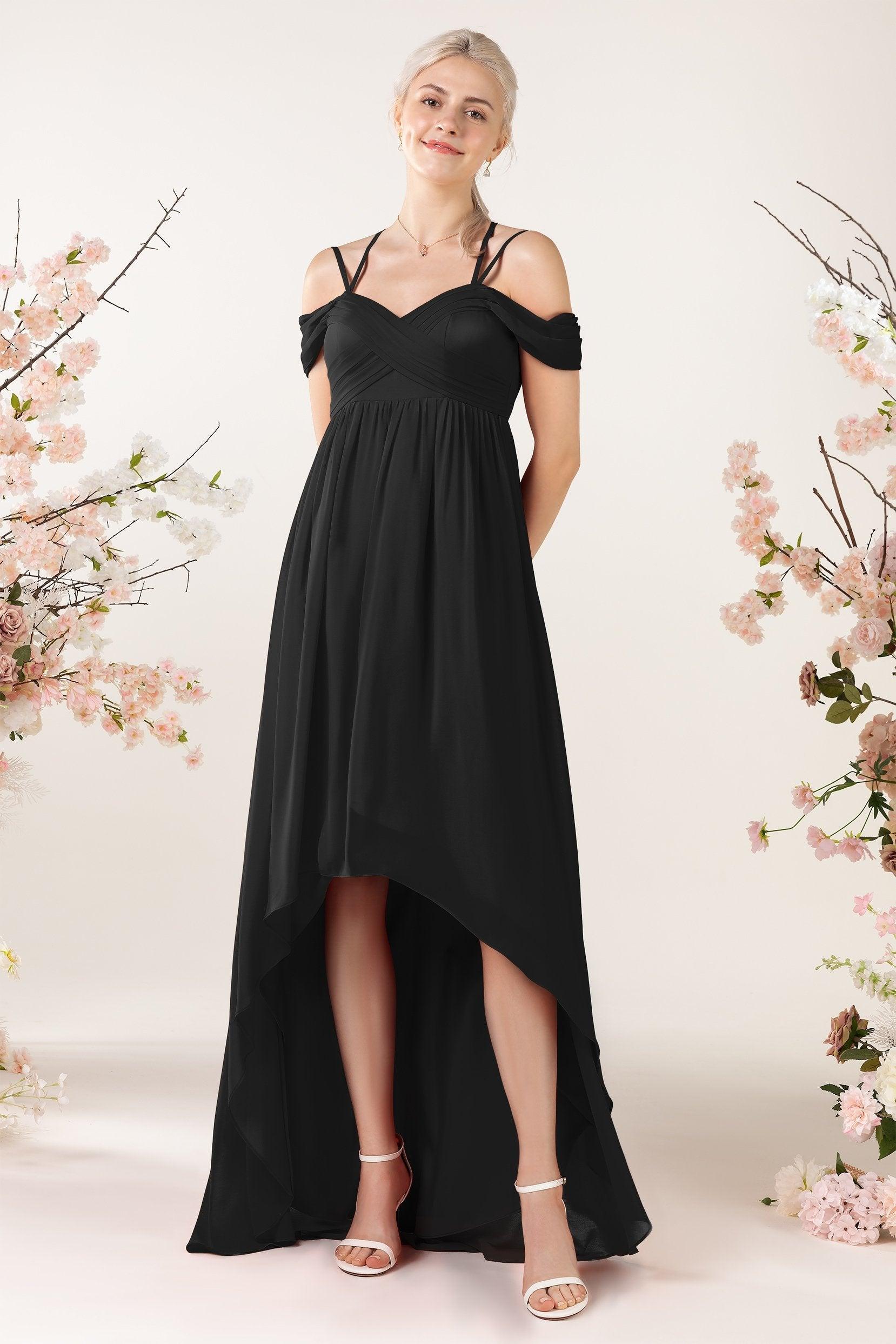 Asymmetrical Sweep Train Chiffon Bridesmaid Dress CB0464 - COCOMELODY