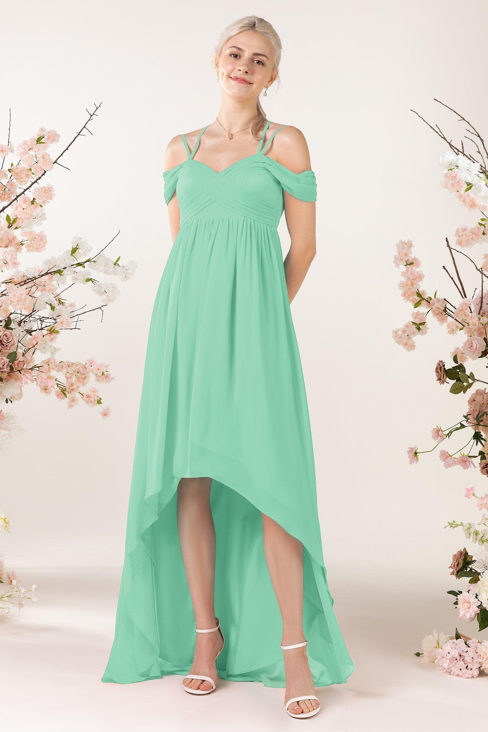 Asymmetrical Sweep Train Chiffon Bridesmaid Dress CB0464 - COCOMELODY