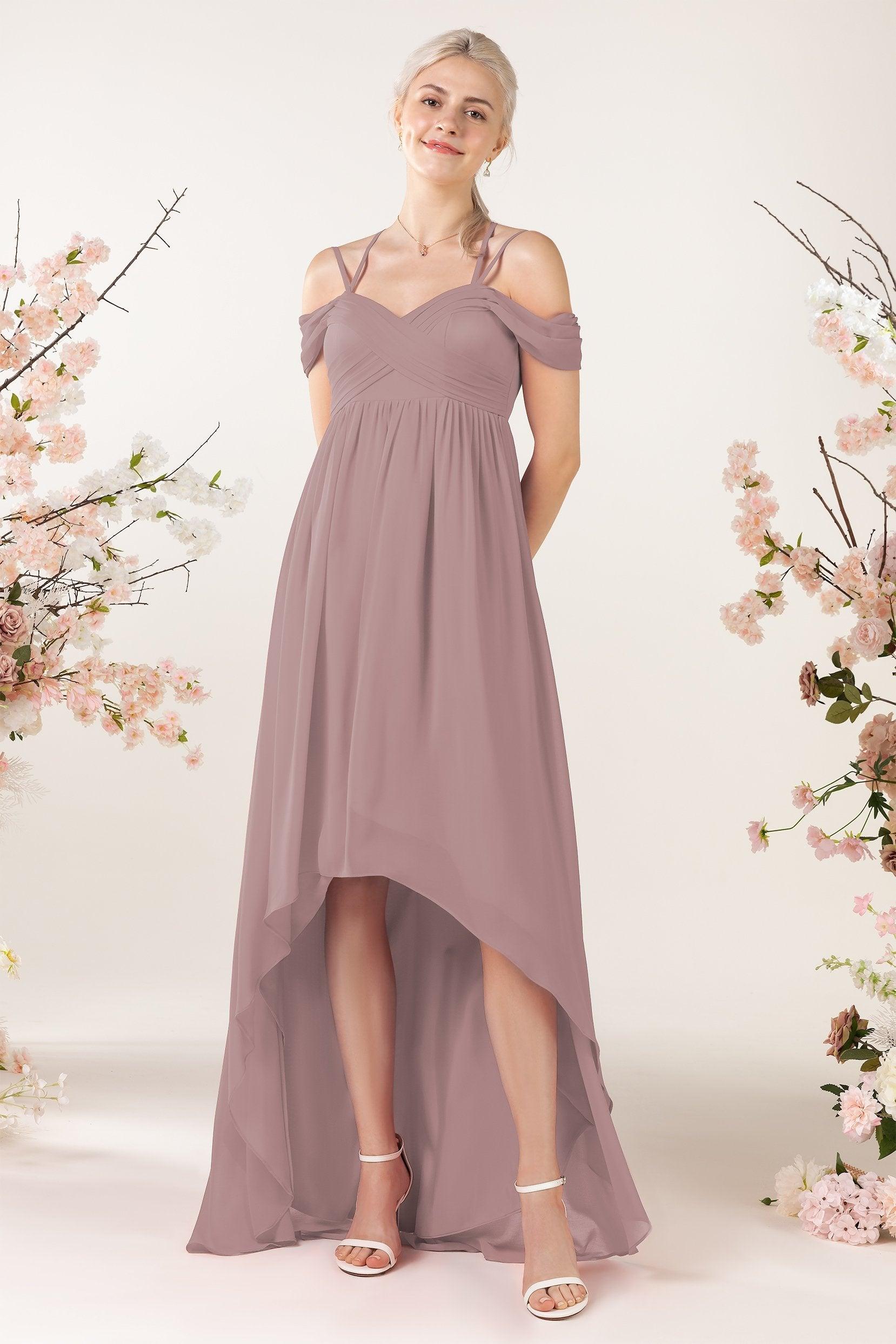 Asymmetrical Sweep Train Chiffon Bridesmaid Dress CB0464 - COCOMELODY